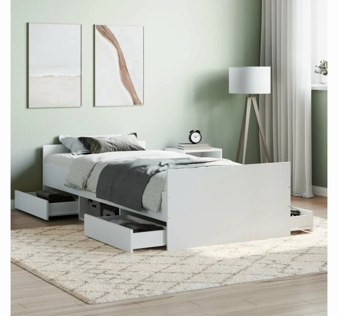 furnicato Bett Bettgestell mit Kopf- und Fußteil Weiß 90x190 cm günstig online kaufen