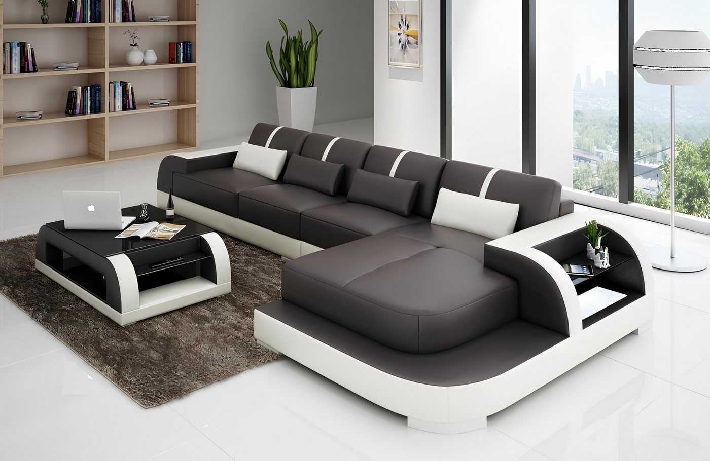 JVmoebel Ecksofa Ecksofa Sofa + USB Polster Wohnlandschaft LED Polsterecke günstig online kaufen