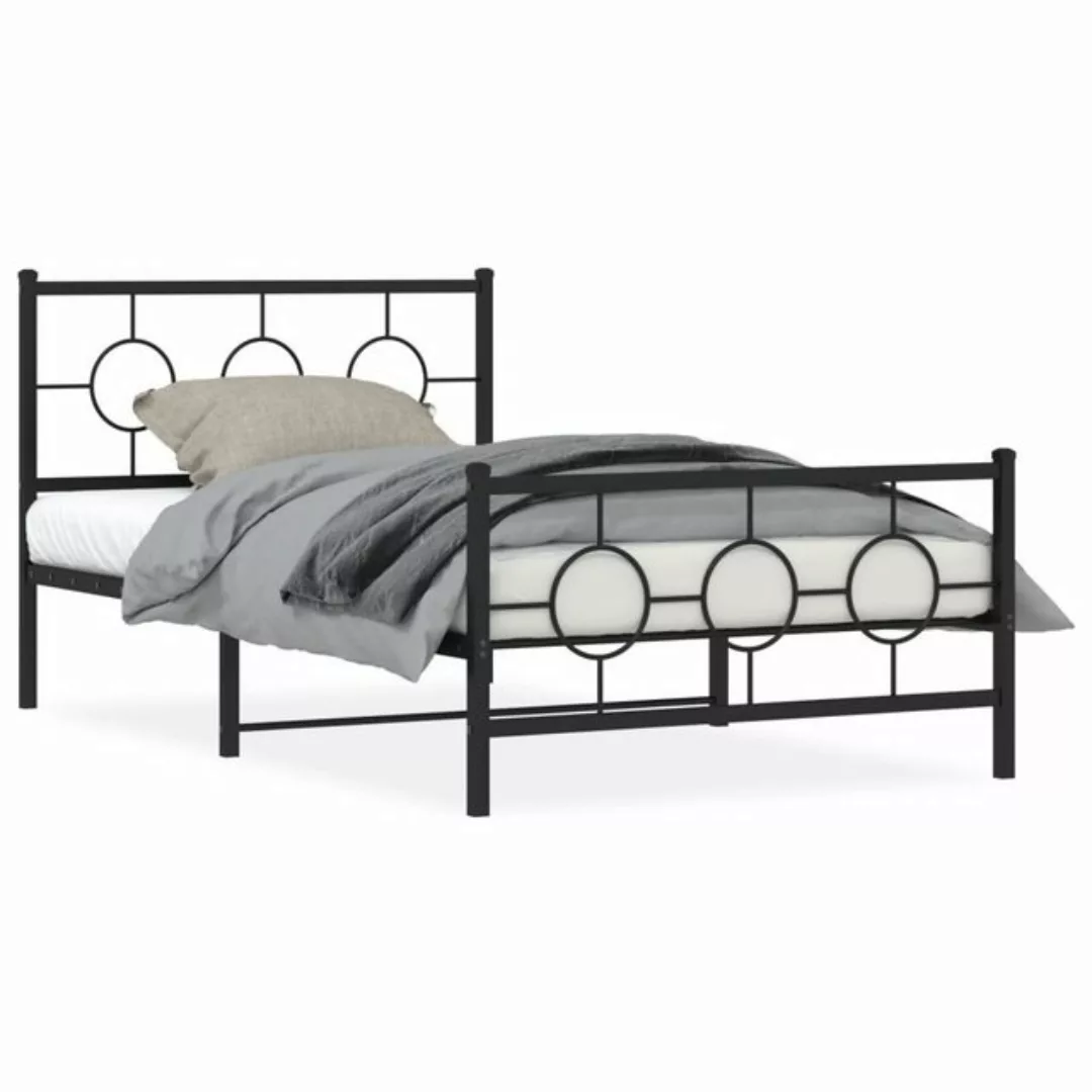 furnicato Bettgestell mit Kopf- und Fußteil Metall Schwarz 107x203 cm (1-tl günstig online kaufen