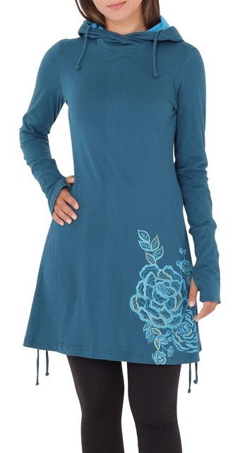 PUREWONDER A-Linien-Kleid Kapuzenkleid mit Blumen-Print dr132 Jersey günstig online kaufen