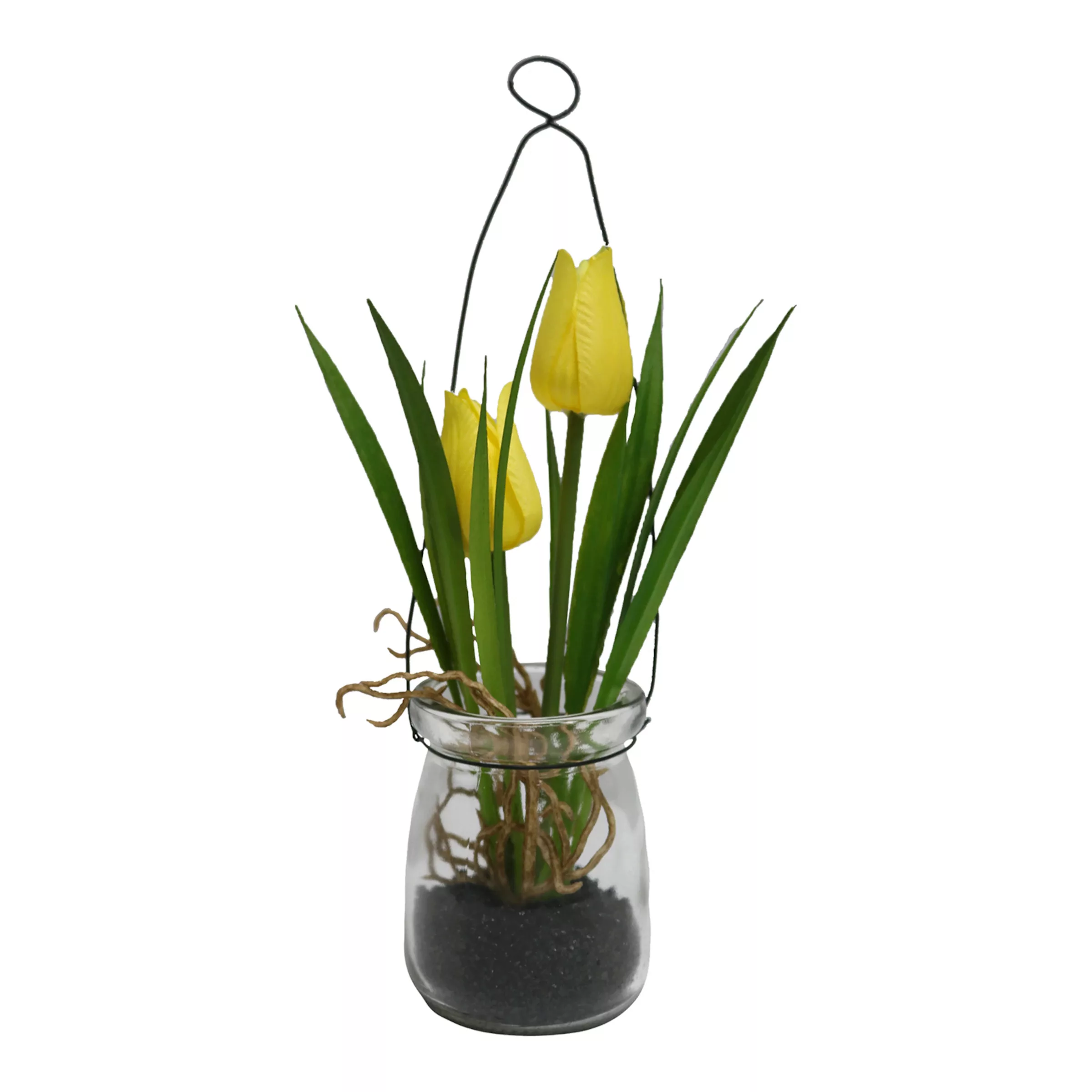 Tulpe i.Glasvase m. Metallhänger c, gelb günstig online kaufen
