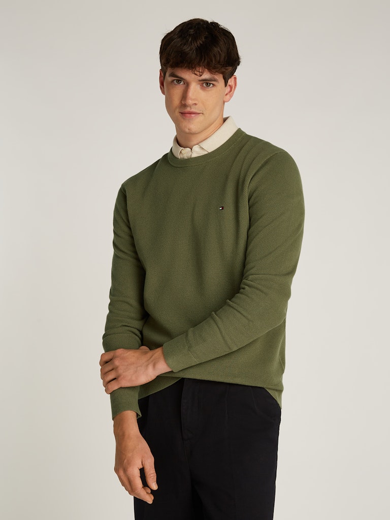 Tommy Hilfiger Sweater Essential Structure Olivgrün - Größe L günstig online kaufen