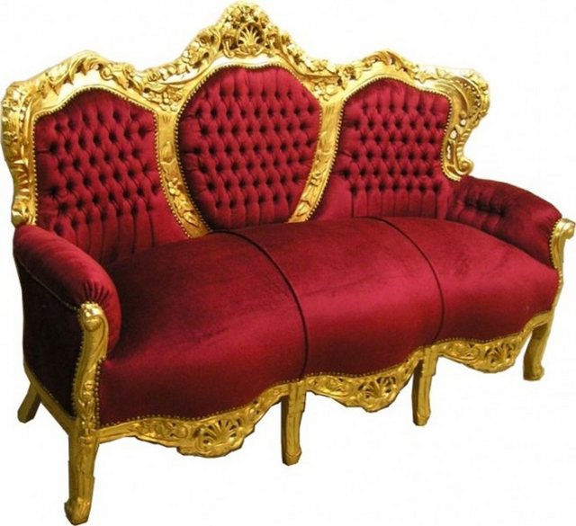 Casa Padrino Sofa Barock Sofa "King" Bordeaux Rot / Gold - Barock Möbel günstig online kaufen