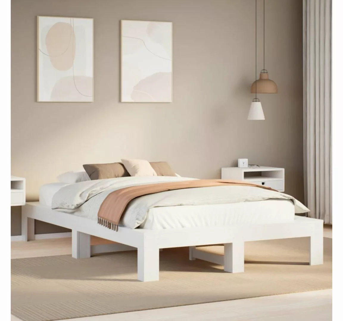 vidaXL Bett, Massivholzbett ohne Matratze Wachsbraun 120x200 cm Kiefernholz günstig online kaufen