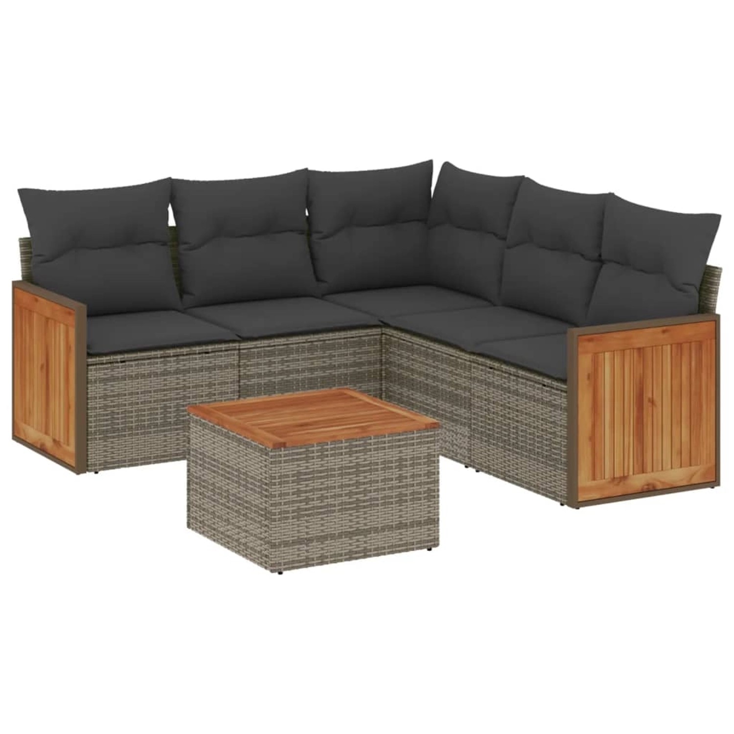 vidaXL 6-tlg Garten-Sofagarnitur mit Kissen Grau Poly Rattan Modell 148 günstig online kaufen