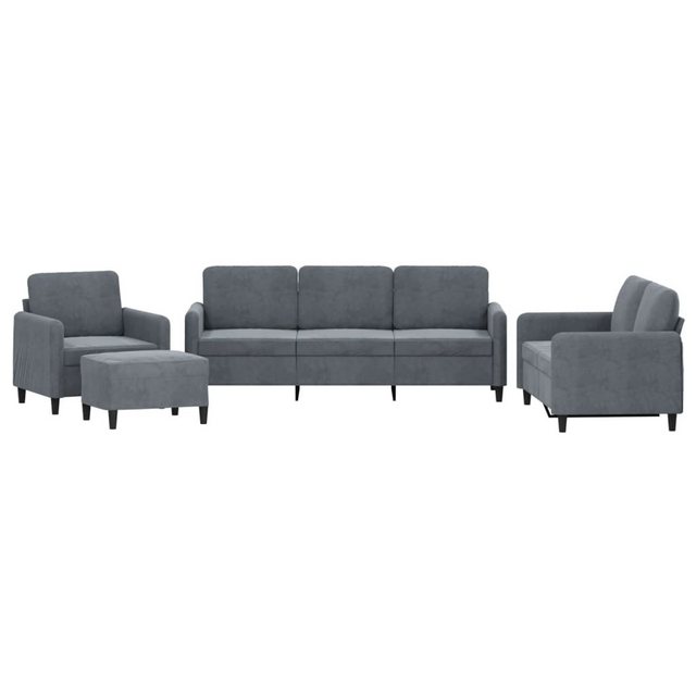 vidaXL Sofa, 4-tlg. Sofagarnitur Dunkelgrau Samt günstig online kaufen