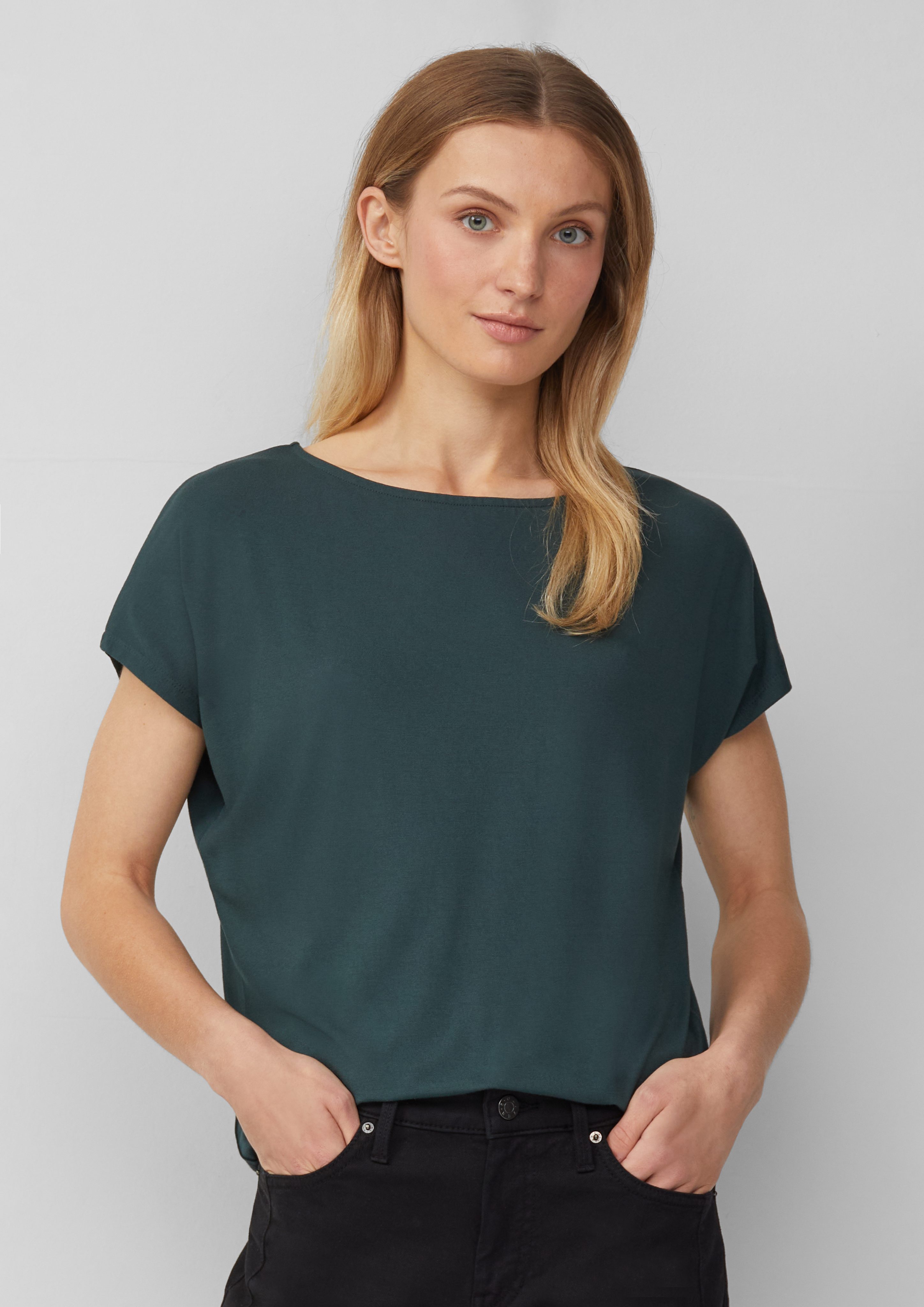 s.Oliver Shirttop Fließendes Jersey-Shirt mit überschnittenen günstig online kaufen
