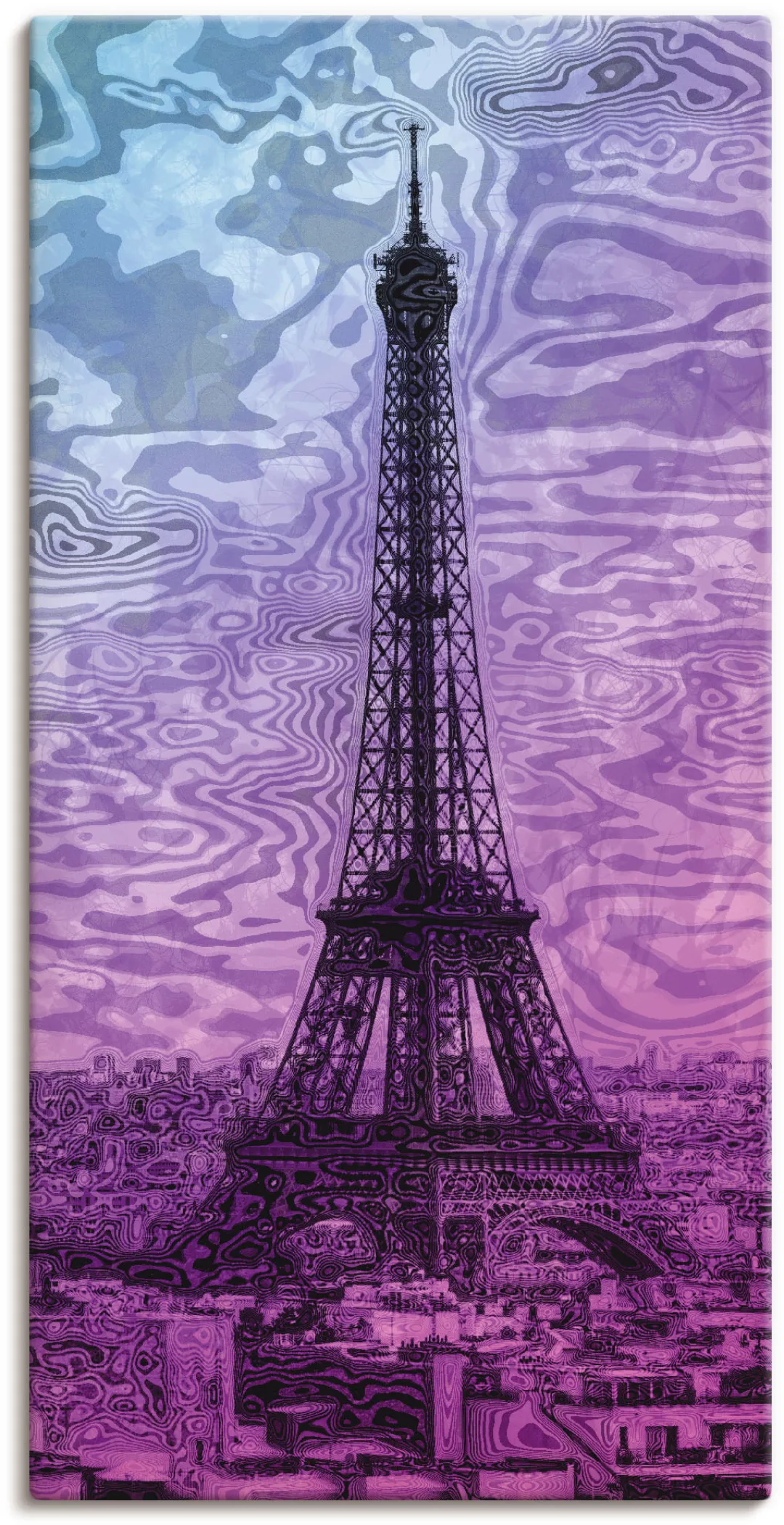 Artland Wandbild "Paris Eiffelturm Lila/Blau", Gebäude, (1 St.), als Alubil günstig online kaufen