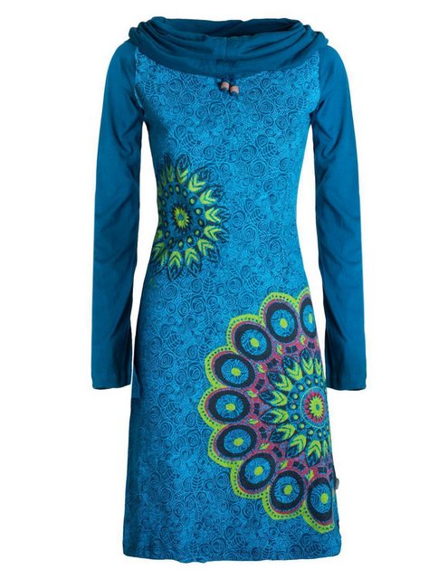 Vishes Tunikakleid Damen Mandala-Kleid Langarm-Shirtkleid Schal-Kragen Baum günstig online kaufen