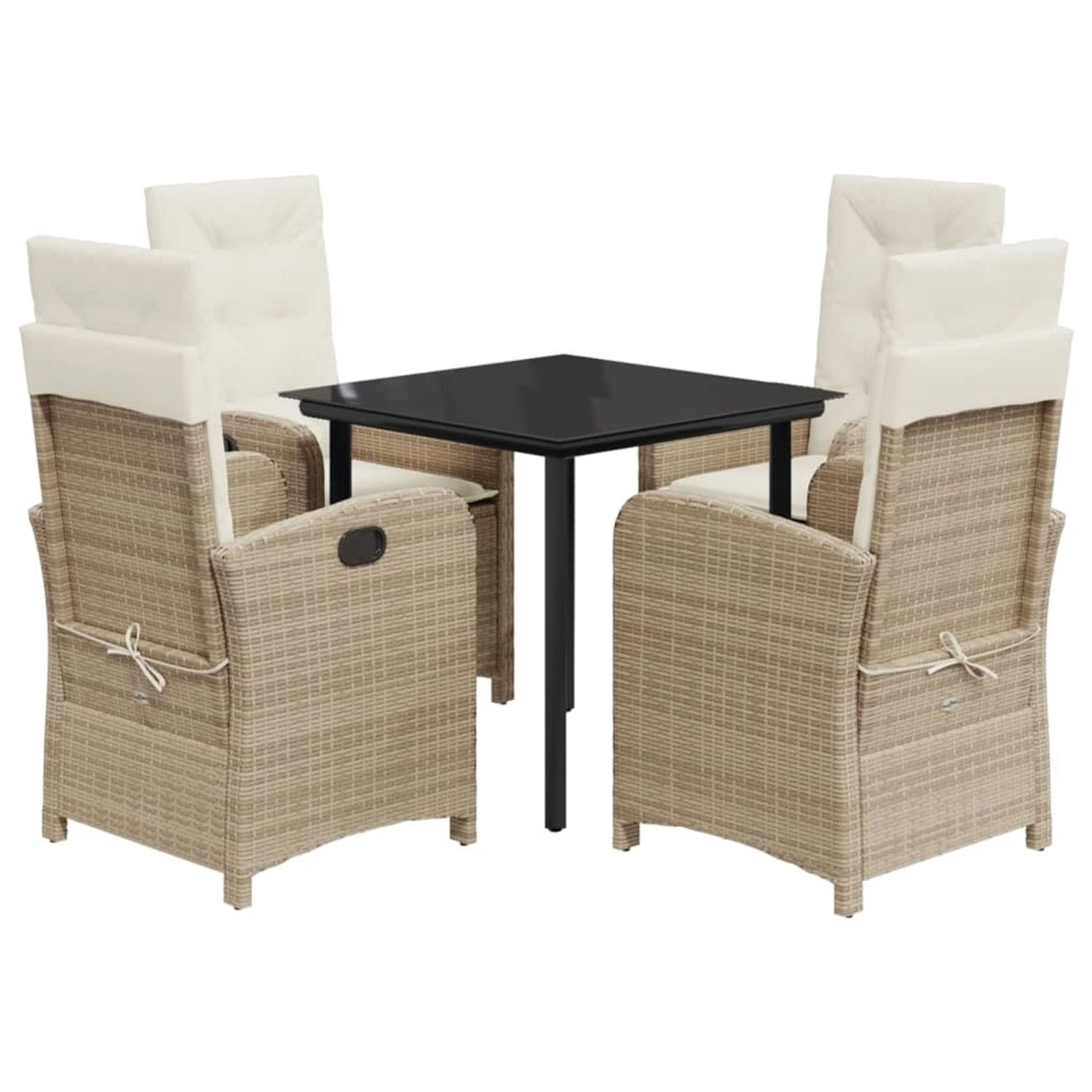 vidaXL 5-Tlg Garten-Essgruppe mit Kissen Beige Poly Rattan 3212381 günstig online kaufen