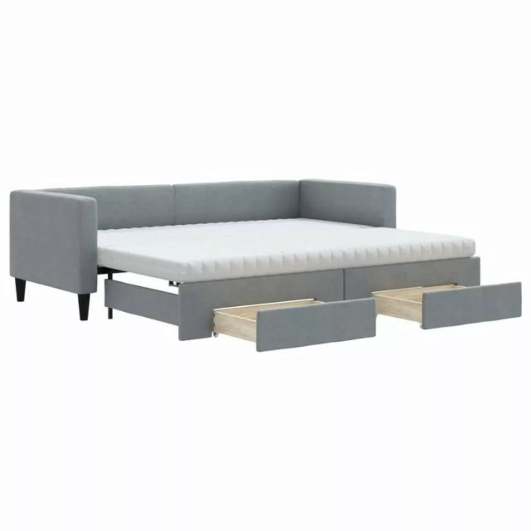 vidaXL Bett Tagesbett Ausziehbar mit Schubladen Hellgrau 80x200 cm Stoff günstig online kaufen