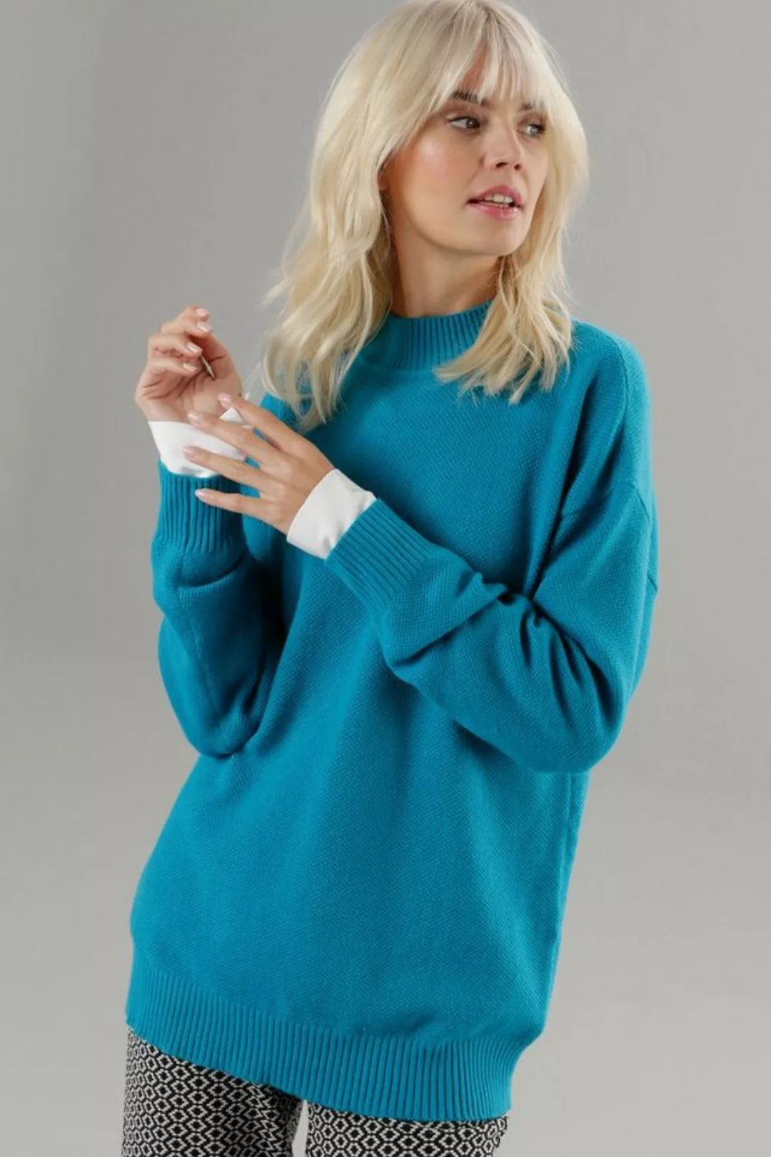 Aniston SELECTED Strickpullover, mit feinem Perlfangmuster günstig online kaufen