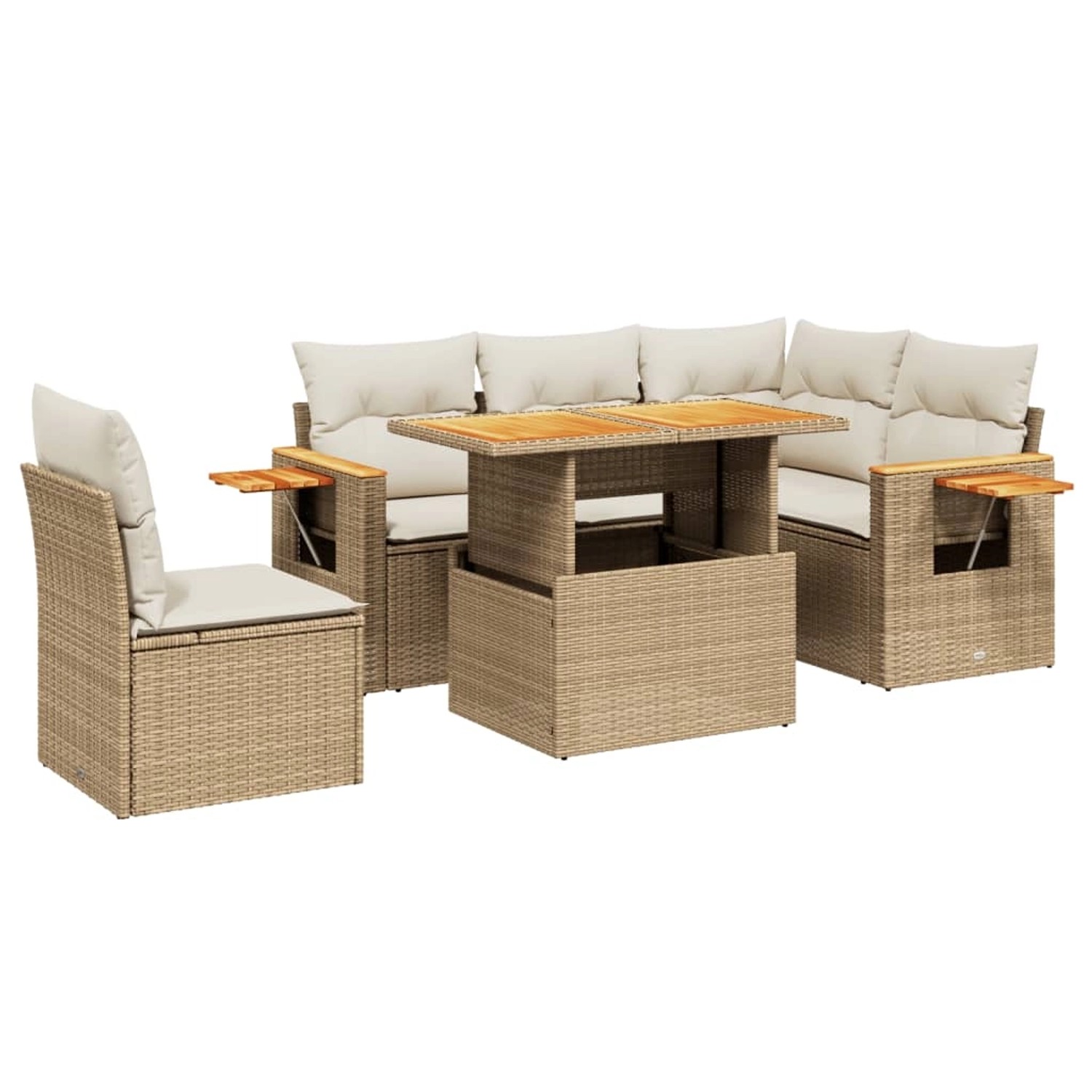 vidaXL 6-Tlg Garten-Sofagarnitur mit Kissen Beige Poly Rattan 3273522 günstig online kaufen