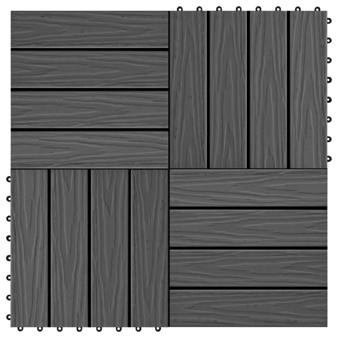 11 Stk. Terrassenfliesen Geprägtes Wpc 30x30cm 1qm Schwarz günstig online kaufen