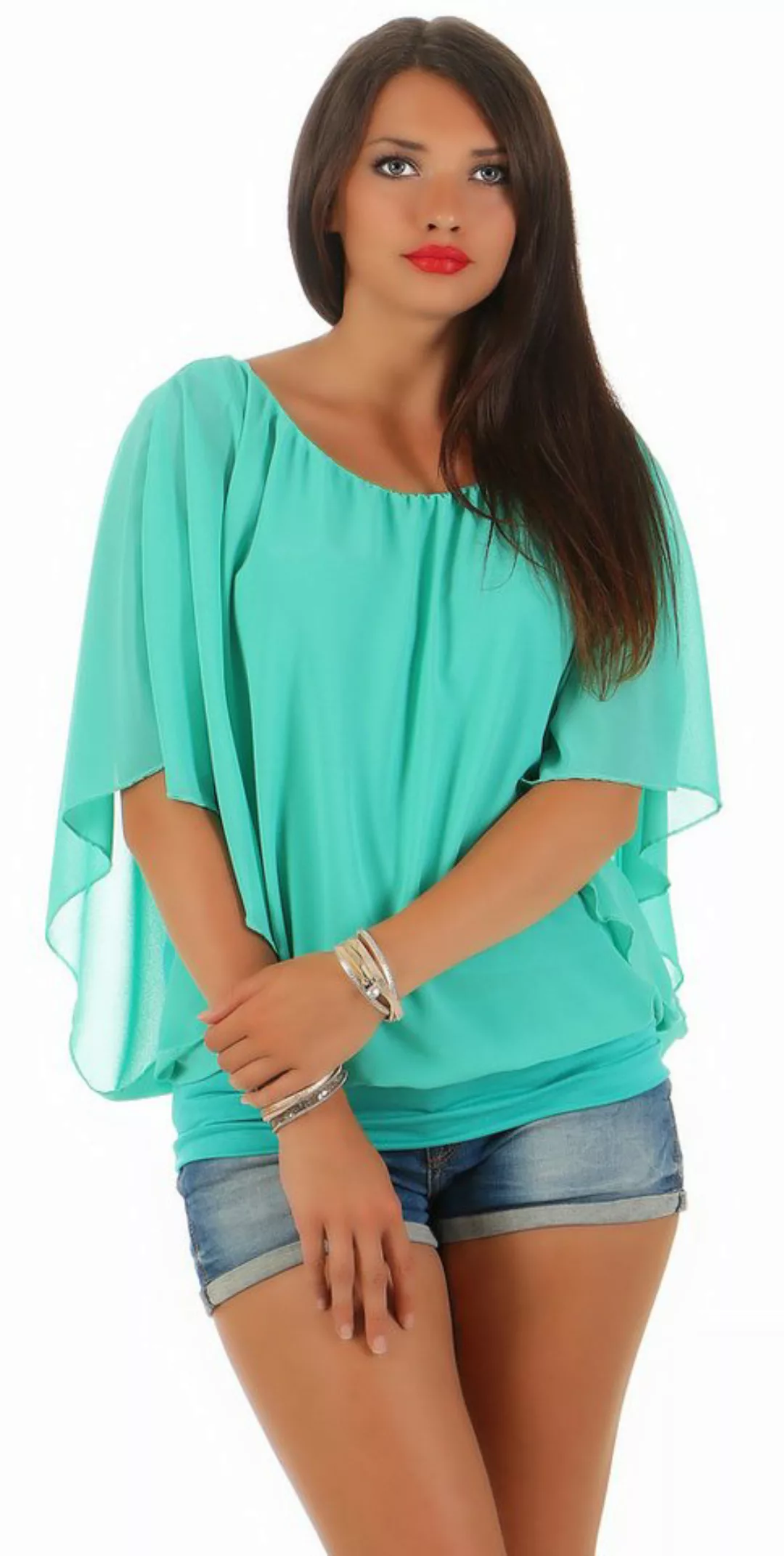 CLEO STYLE Chiffonbluse Damen Bluse 661 36-40 Mint günstig online kaufen