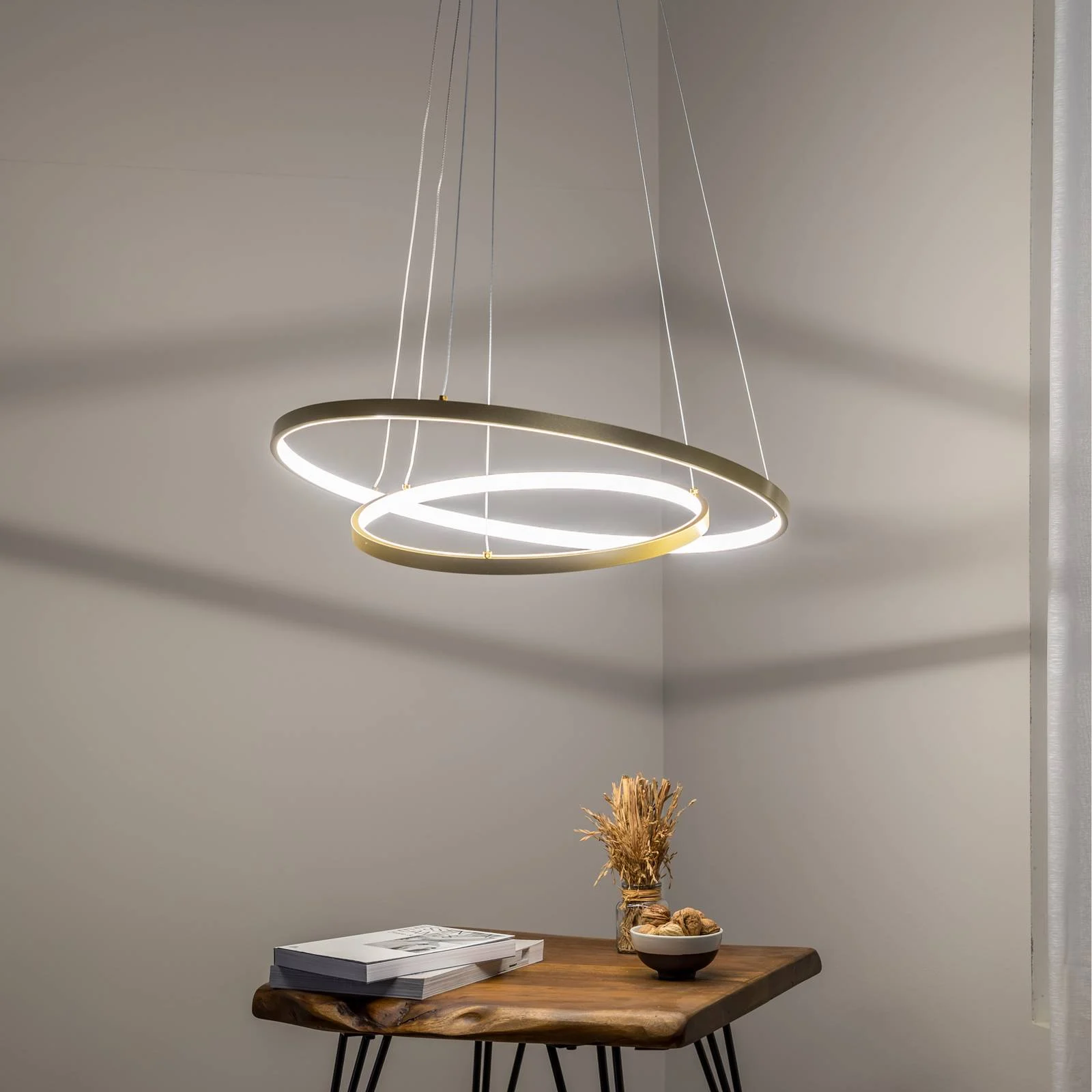 LED-Hängeleuchte HOOP, 51 W, Ø 60 cm, 4.000 K, gold günstig online kaufen