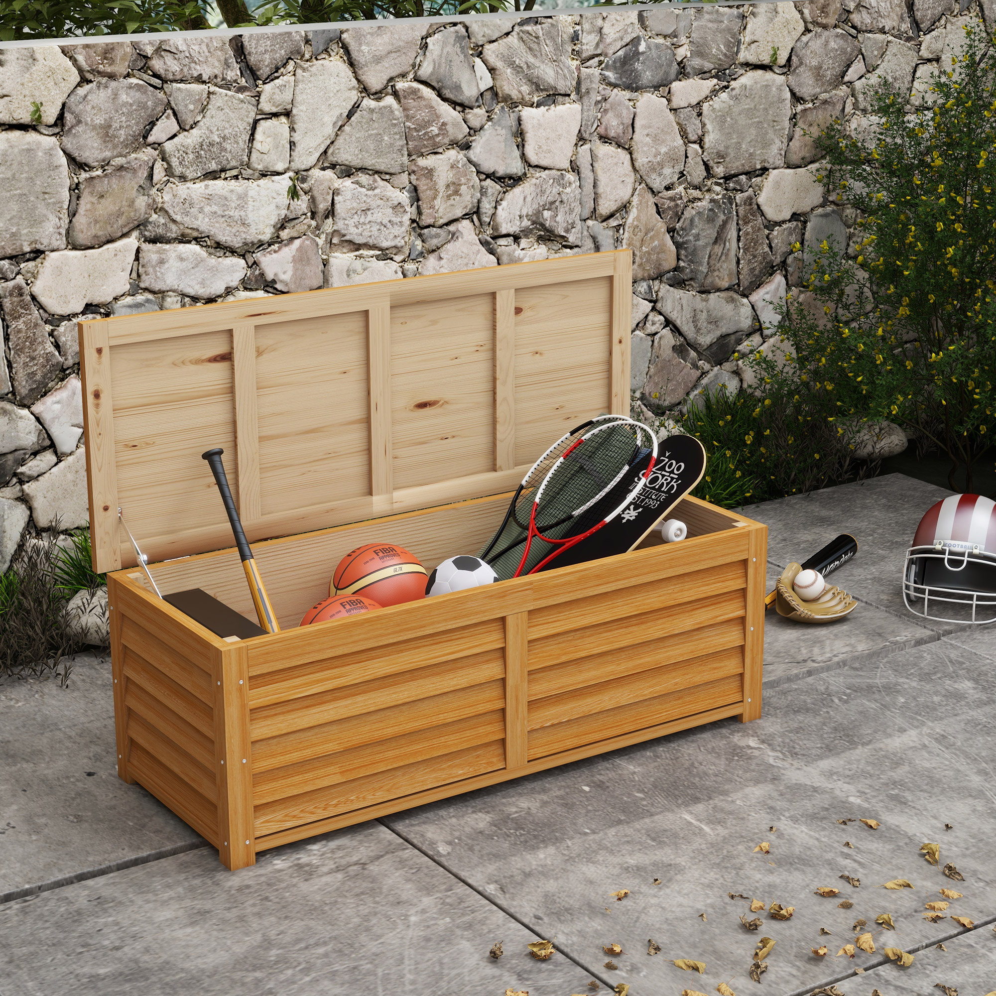 Outsunny Aufbewahrungstruhe für den Außenbereich Garten 176L aus Holz mit G günstig online kaufen