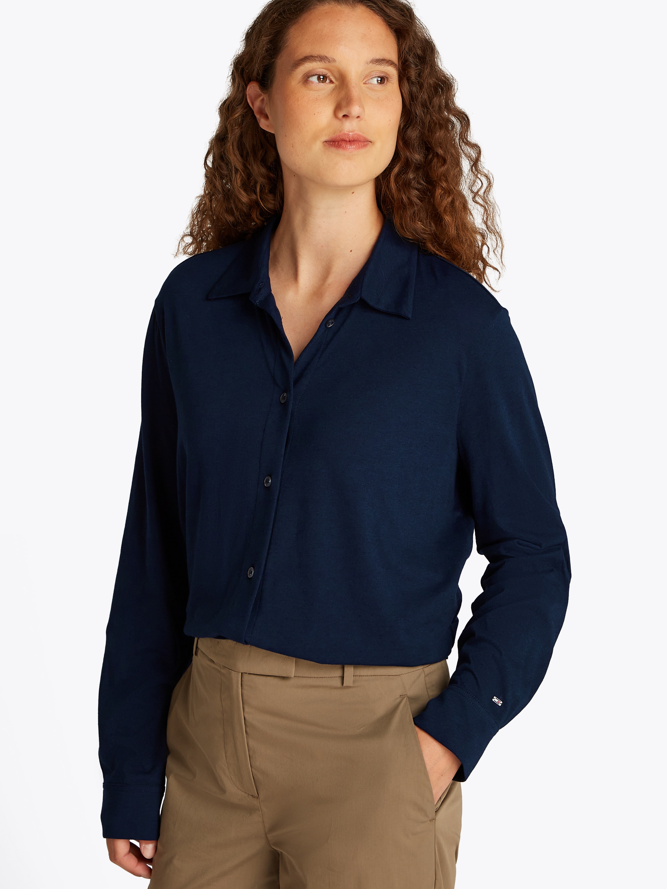 Tommy Hilfiger Klassische Bluse "CASUAL BTN DOWN SHIRT LS", mit Metalllabel günstig online kaufen