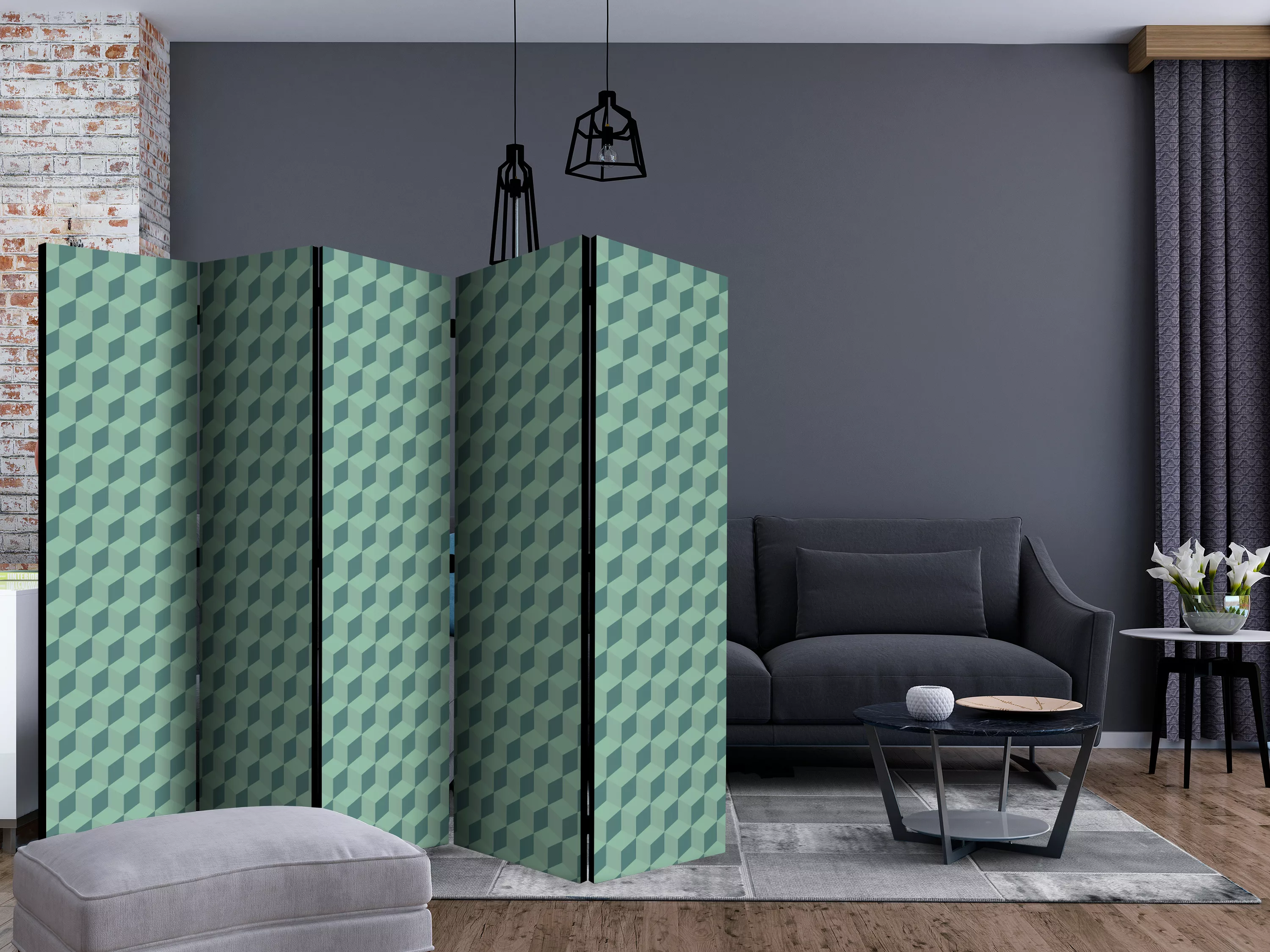 5-teiliges Paravent - Monochromatic Cubes Ii [room Dividers] günstig online kaufen