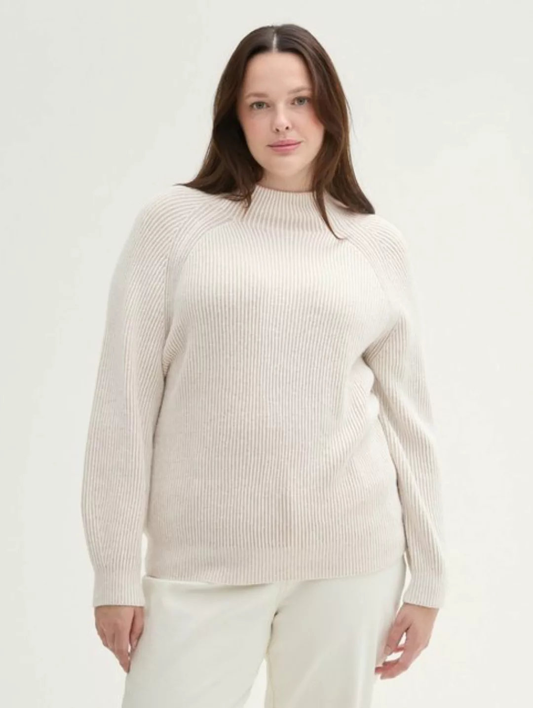 TOM TAILOR PLUS Strickpullover Plus Size - Strickpullover mit Stehkragen günstig online kaufen