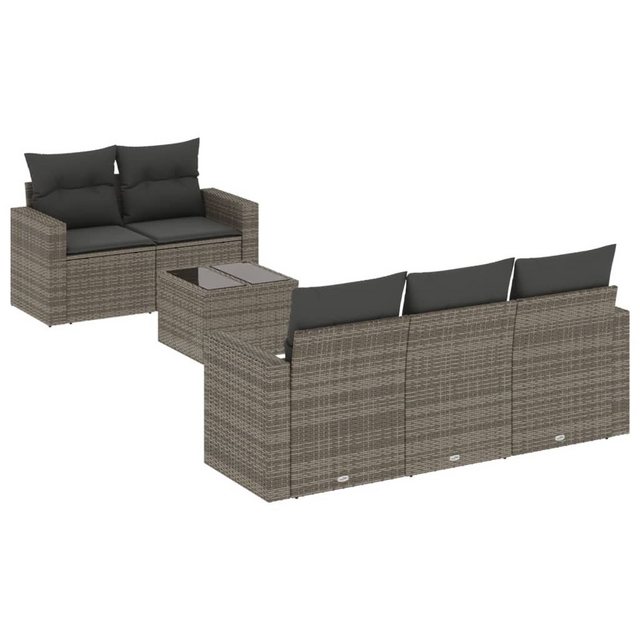 vidaXL Sofaelement 6-tlg. Garten-Sofagarnitur mit Kissen Grau Poly Rattan ( günstig online kaufen