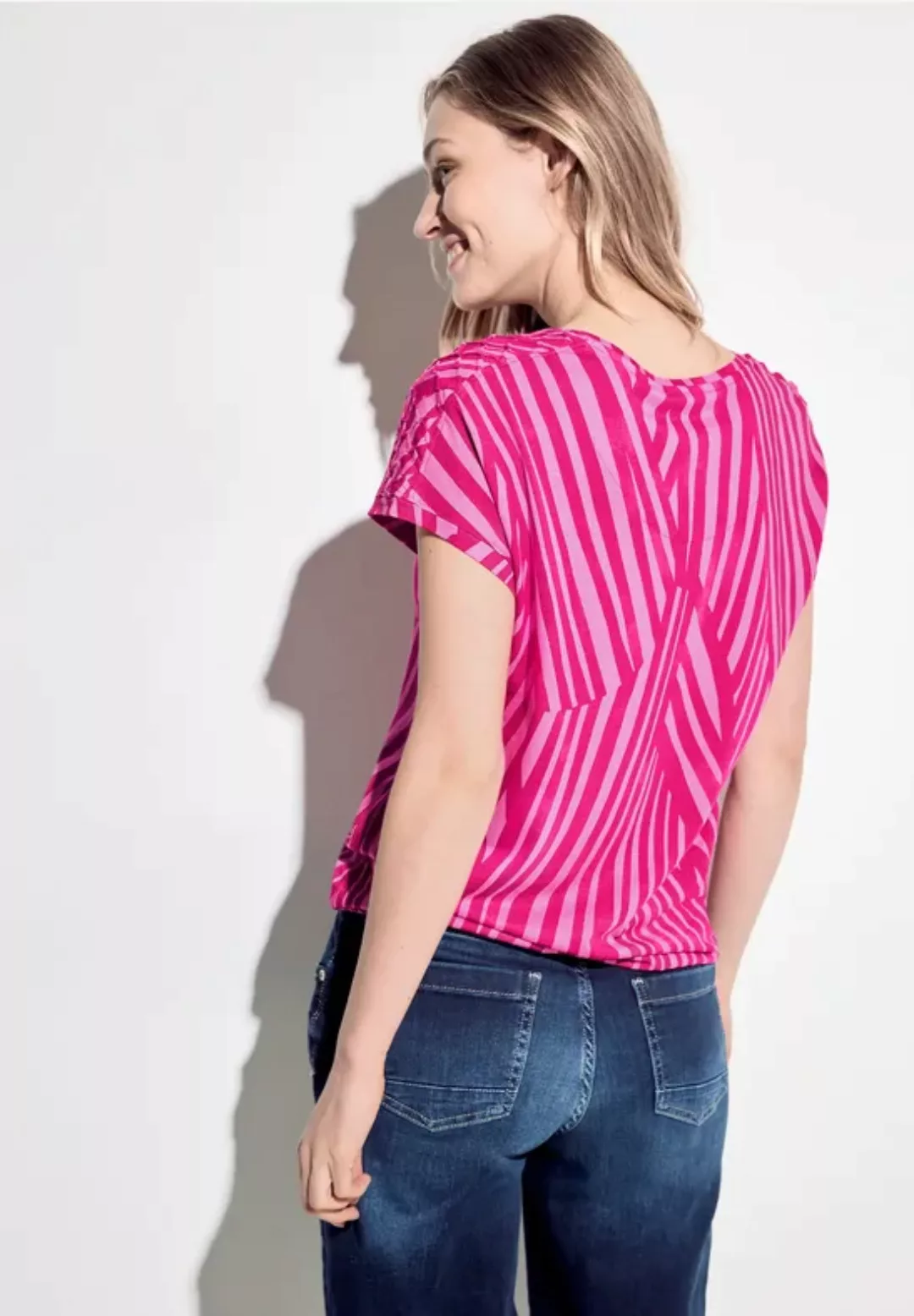Cecil T-Shirt mit abgerundetem V-Ausschnitt günstig online kaufen