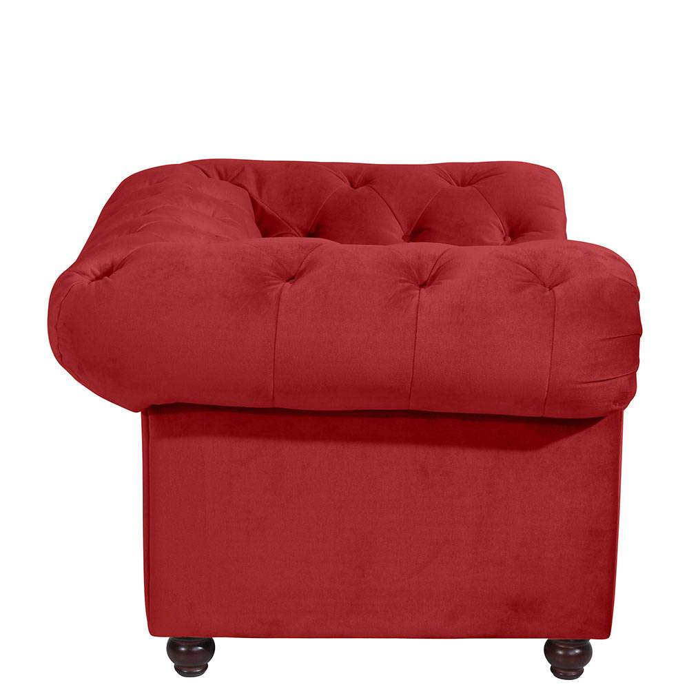 Wohnzimmer Sessel Chesterfield aus rotem Samtvelours 135 cm breit günstig online kaufen