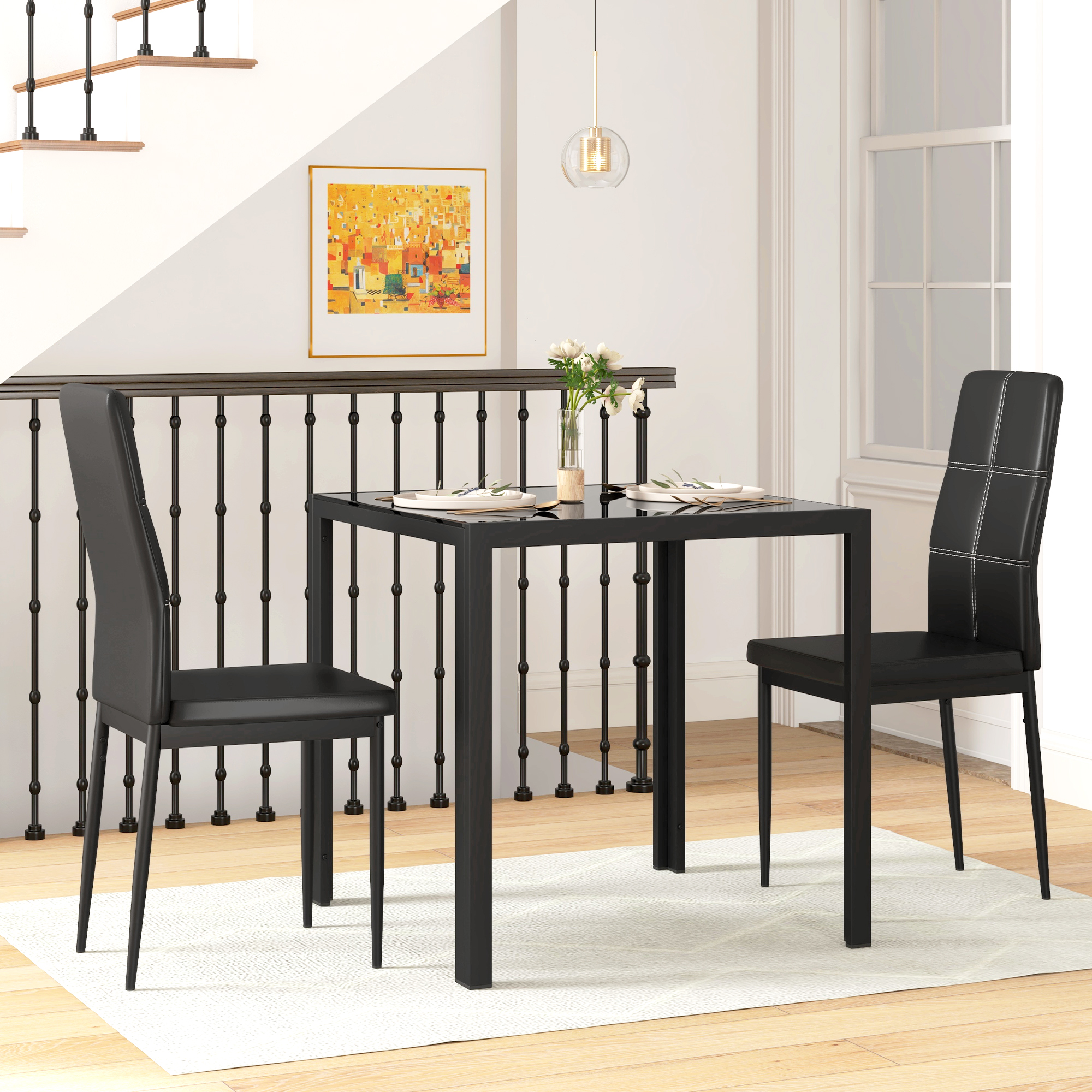 HOMCOM Essgruppe Esstisch mit 4 Stühlen Platzsparend Esszimmergruppe Sitzgr günstig online kaufen