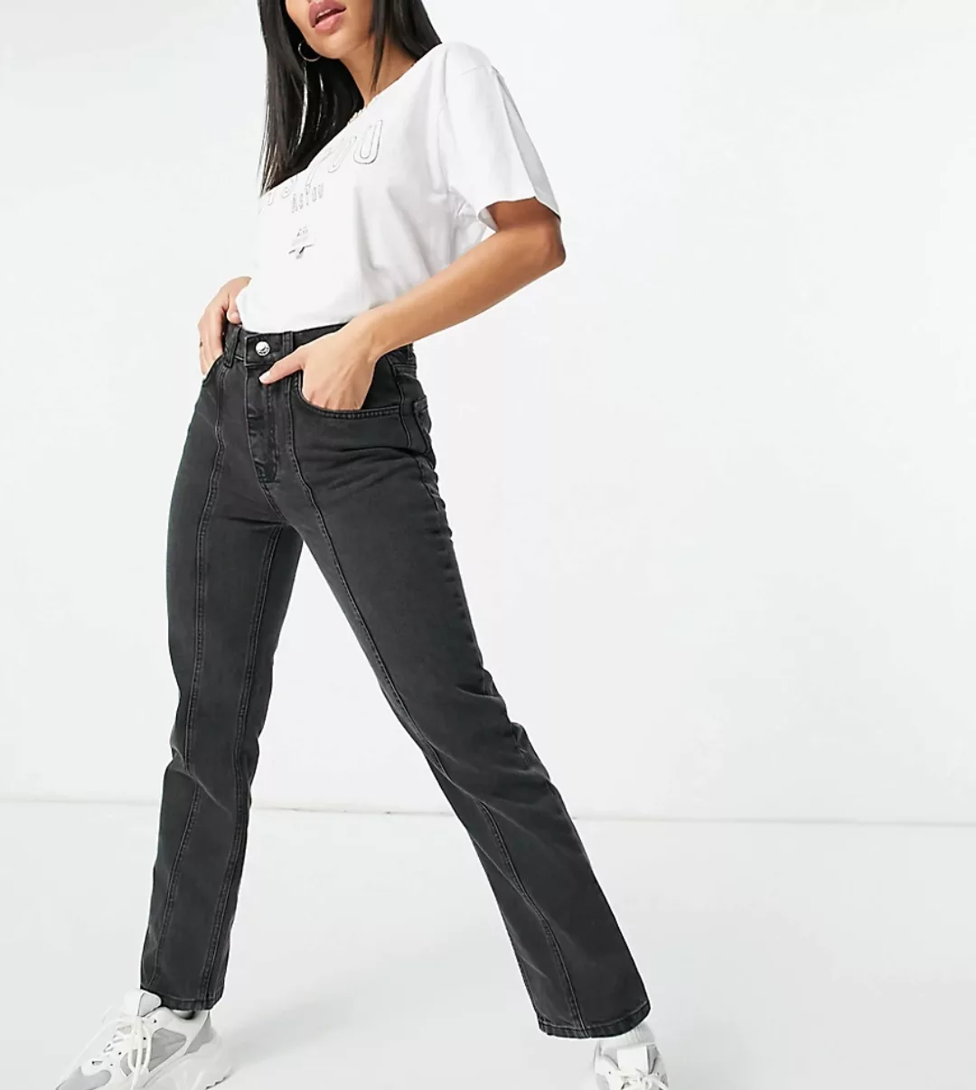 ASYOU – Schmale Mom-Jeans mit Ziernaht in verwaschenem Schwarz günstig online kaufen