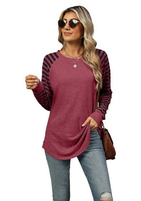 Nebelmeer Strickpullover Herbst-Streifen gepatcht Rundhalsaufzug Langarm T- günstig online kaufen