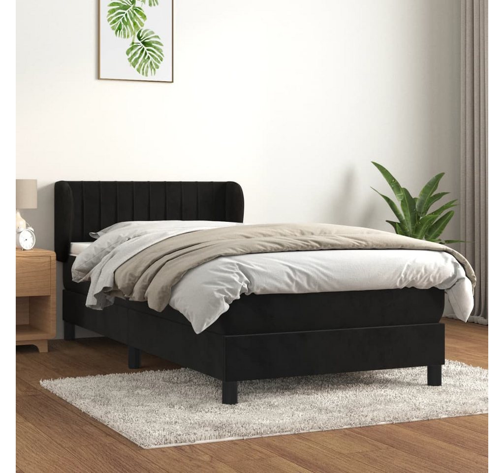 vidaXL Boxspringbett Boxspringbett mit Matratze Schwarz 100x200 cm Samt Bet günstig online kaufen