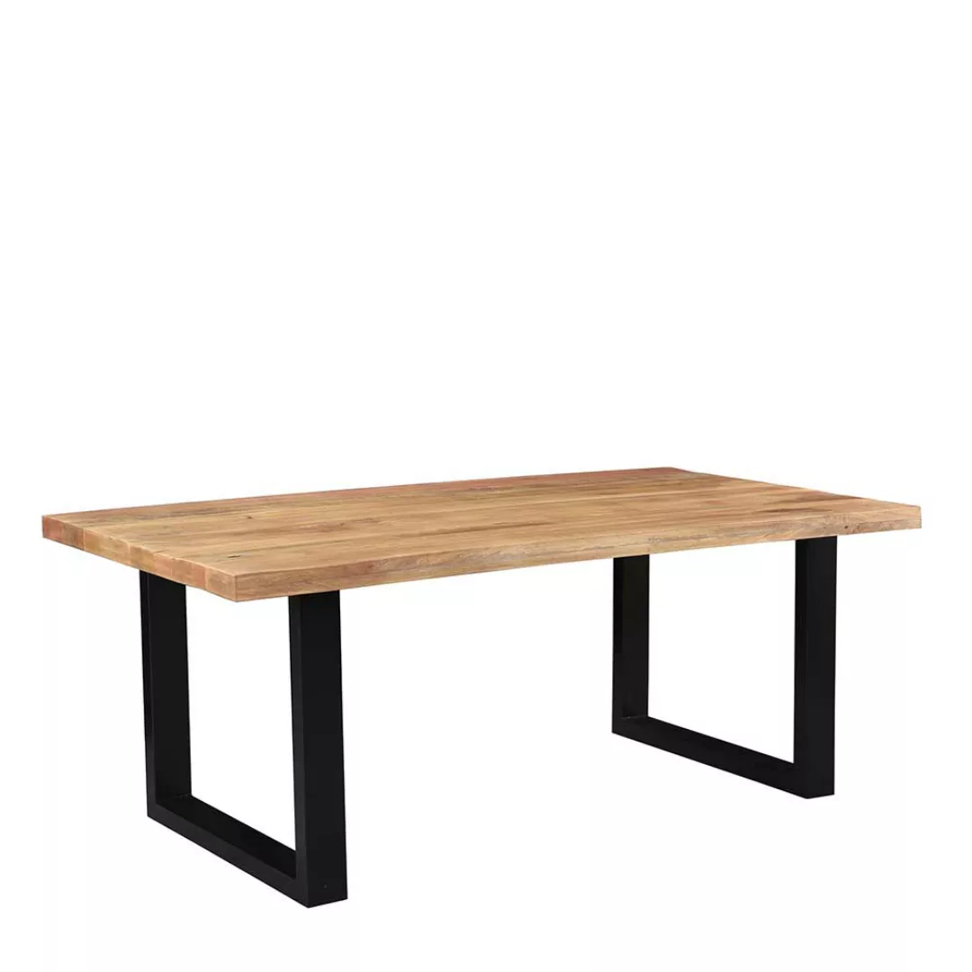 Esszimmertisch aus Mangobaum Massivholz und Metall Loft Design günstig online kaufen