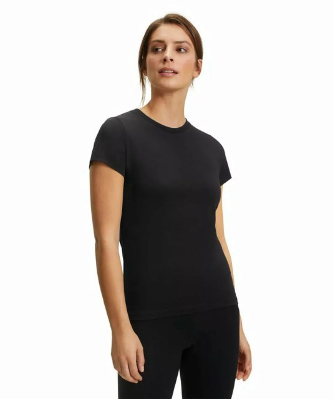 FALKE Damen T-Shirt, L, Schwarz, Baumwolle, 37948-300004 günstig online kaufen
