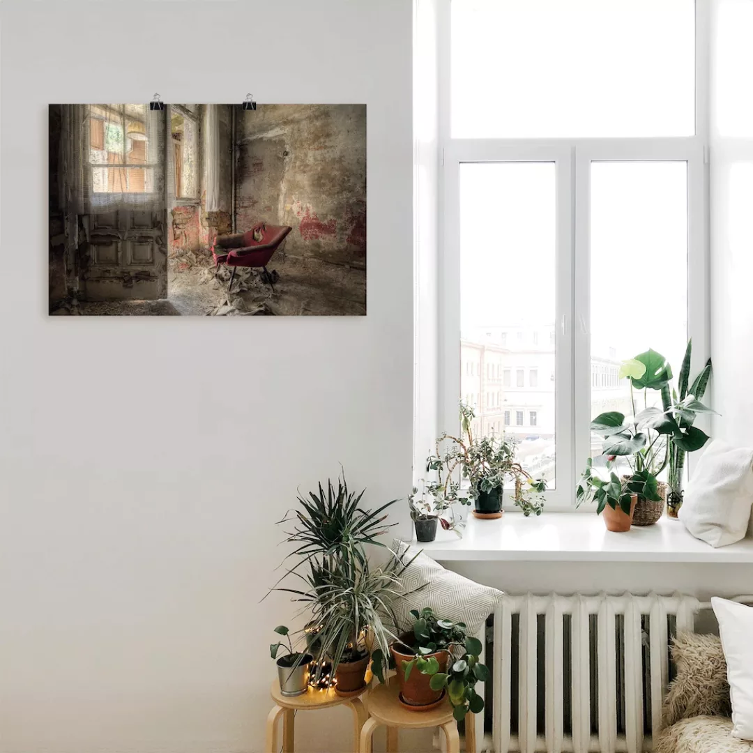 Artland Wandbild »Lost Place - roter Sessel I«, Innenarchitektur, (1 St.), günstig online kaufen