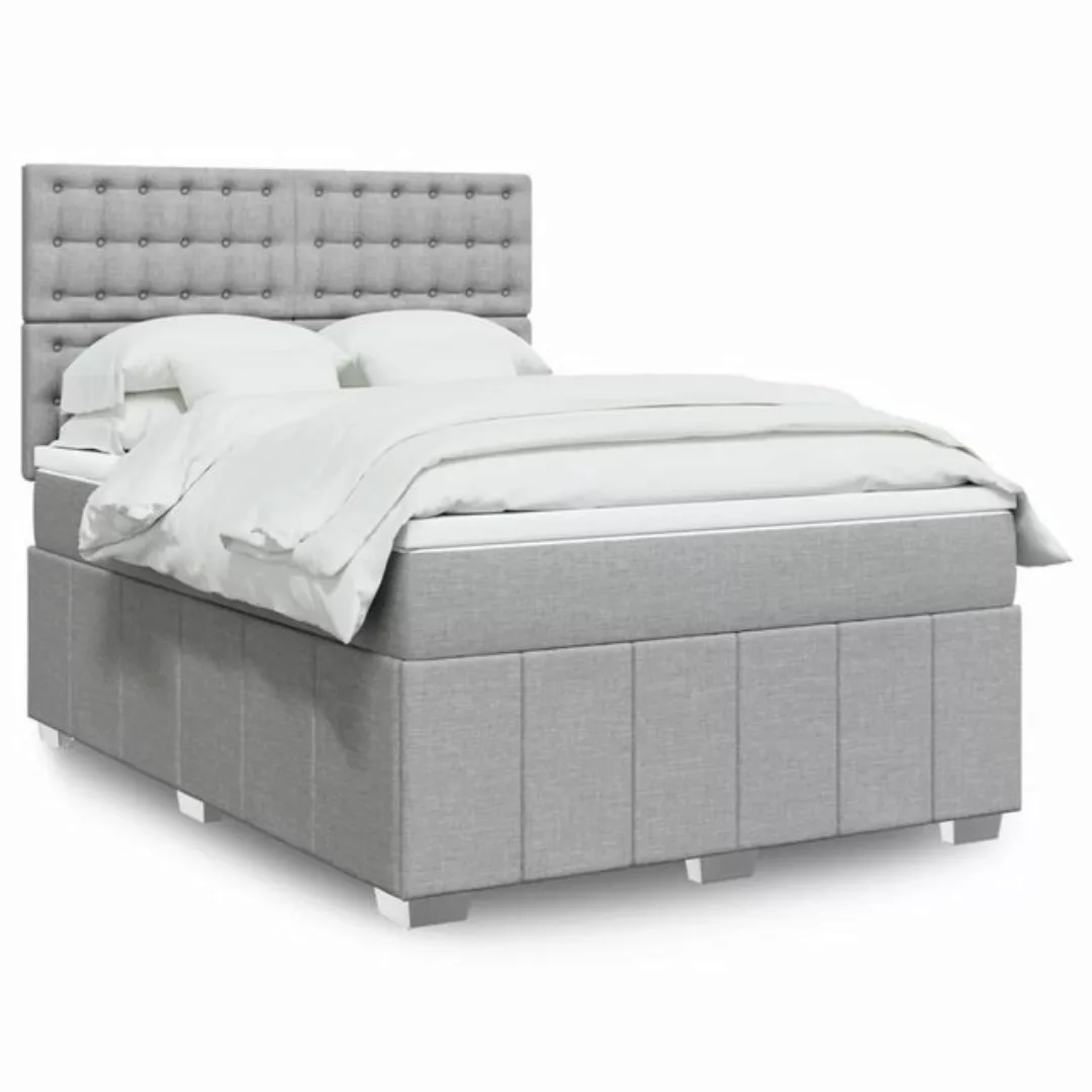 vidaXL Boxspringbett, Boxspringbett mit Matratze Hellgrau 160x200 cm Stoff günstig online kaufen