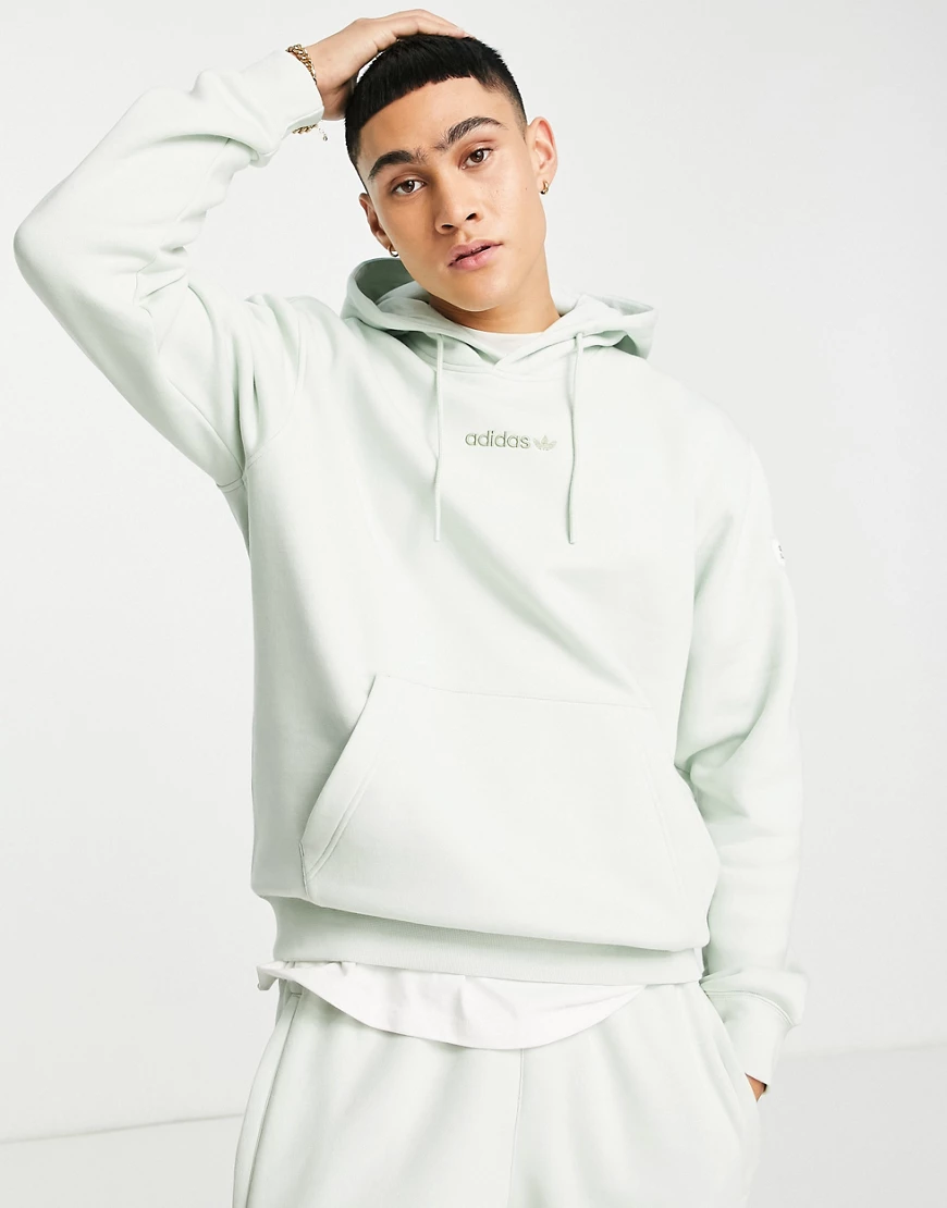 adidas Originals – Trefoil Linear – Hochwertiger Kapuzenpullover in Leineng günstig online kaufen