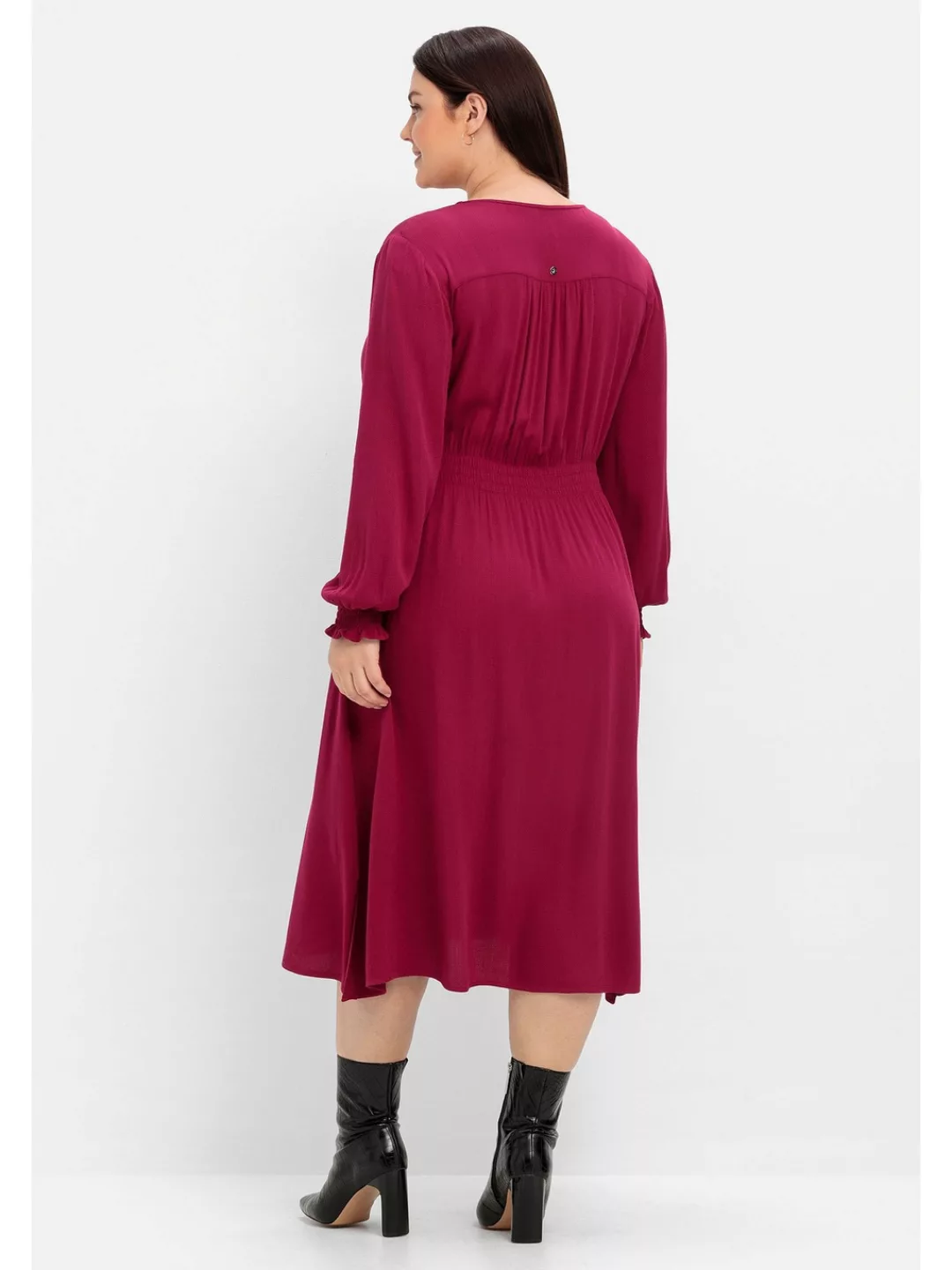 Sheego A-Linien-Kleid "Große Größen", mit Smok-Details, aus Viskose günstig online kaufen