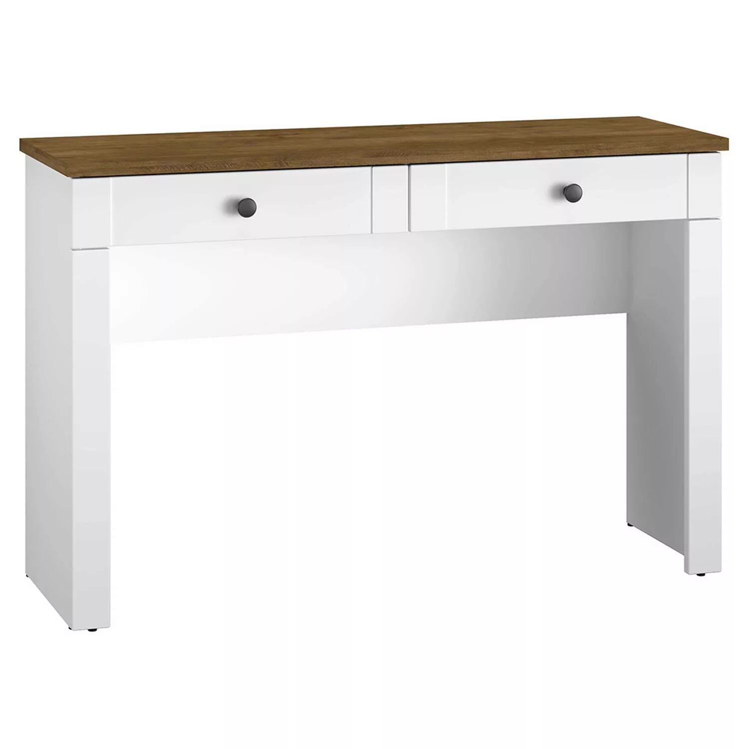 Schreibtisch Schminktisch mit 2 Schubladen in weiß matt mit Lefkas Eiche Nb günstig online kaufen