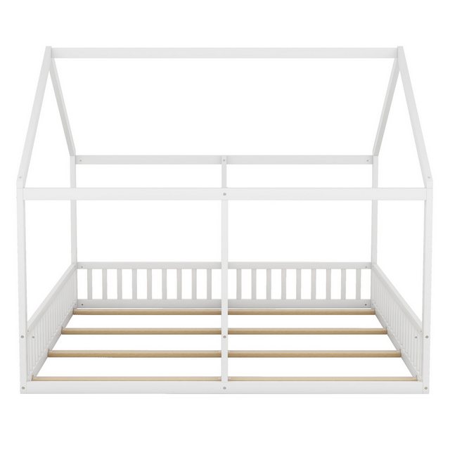 MODFU Kinderbett Holzbett Einzelbetten, 2-in-1-Betten (flache Betten, Hausm günstig online kaufen