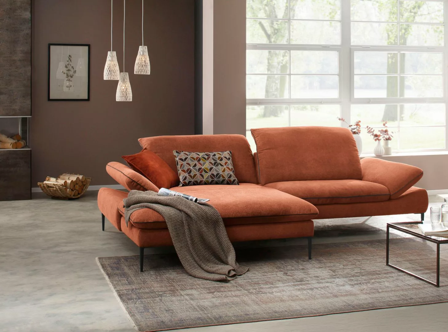 W.SCHILLIG Ecksofa enjoy&MORE, in Living coral, Füße schwarz pulverbeschich günstig online kaufen