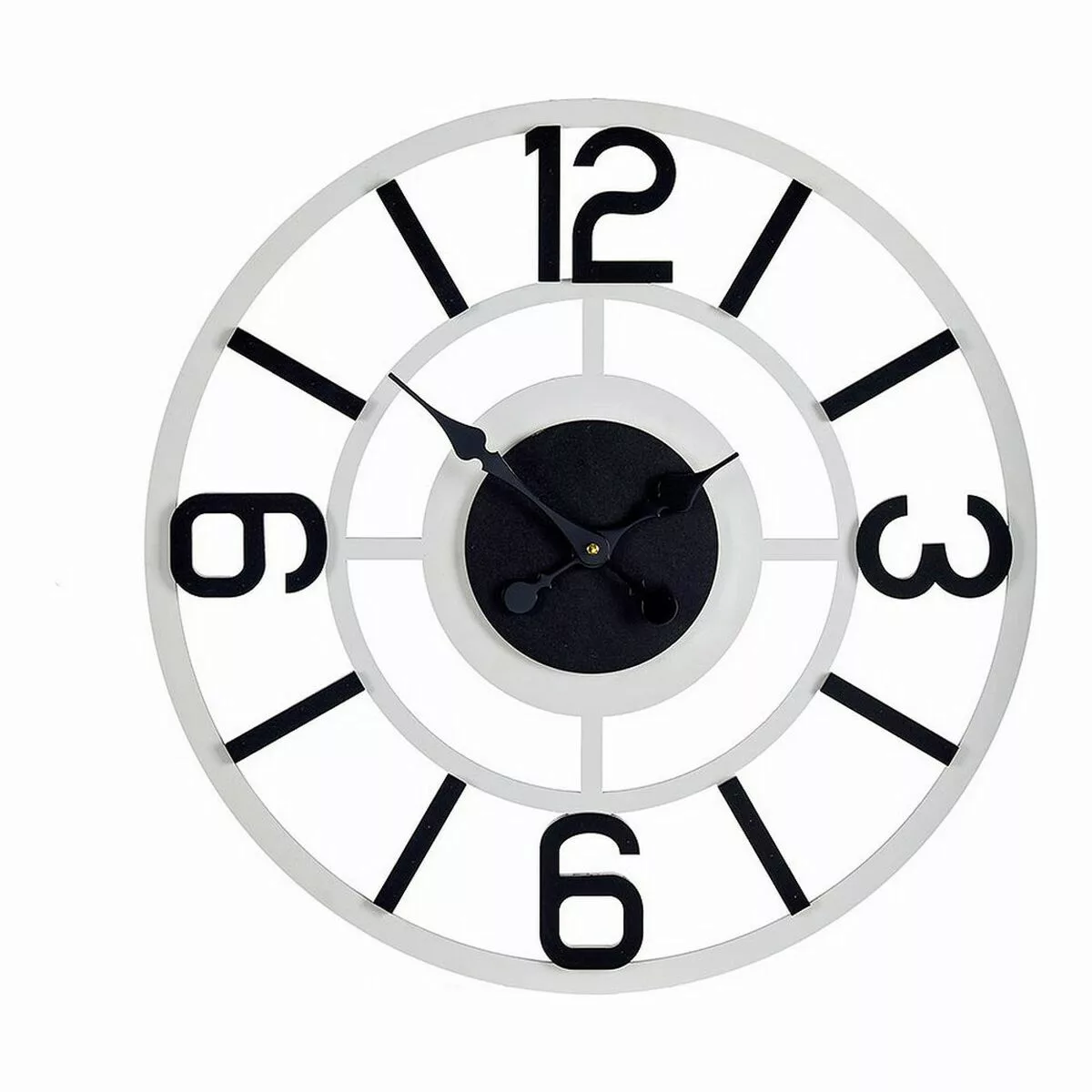 Wanduhr Weiß Schwarz Metall Mdf (60 X 3,5 X 60 Cm) günstig online kaufen