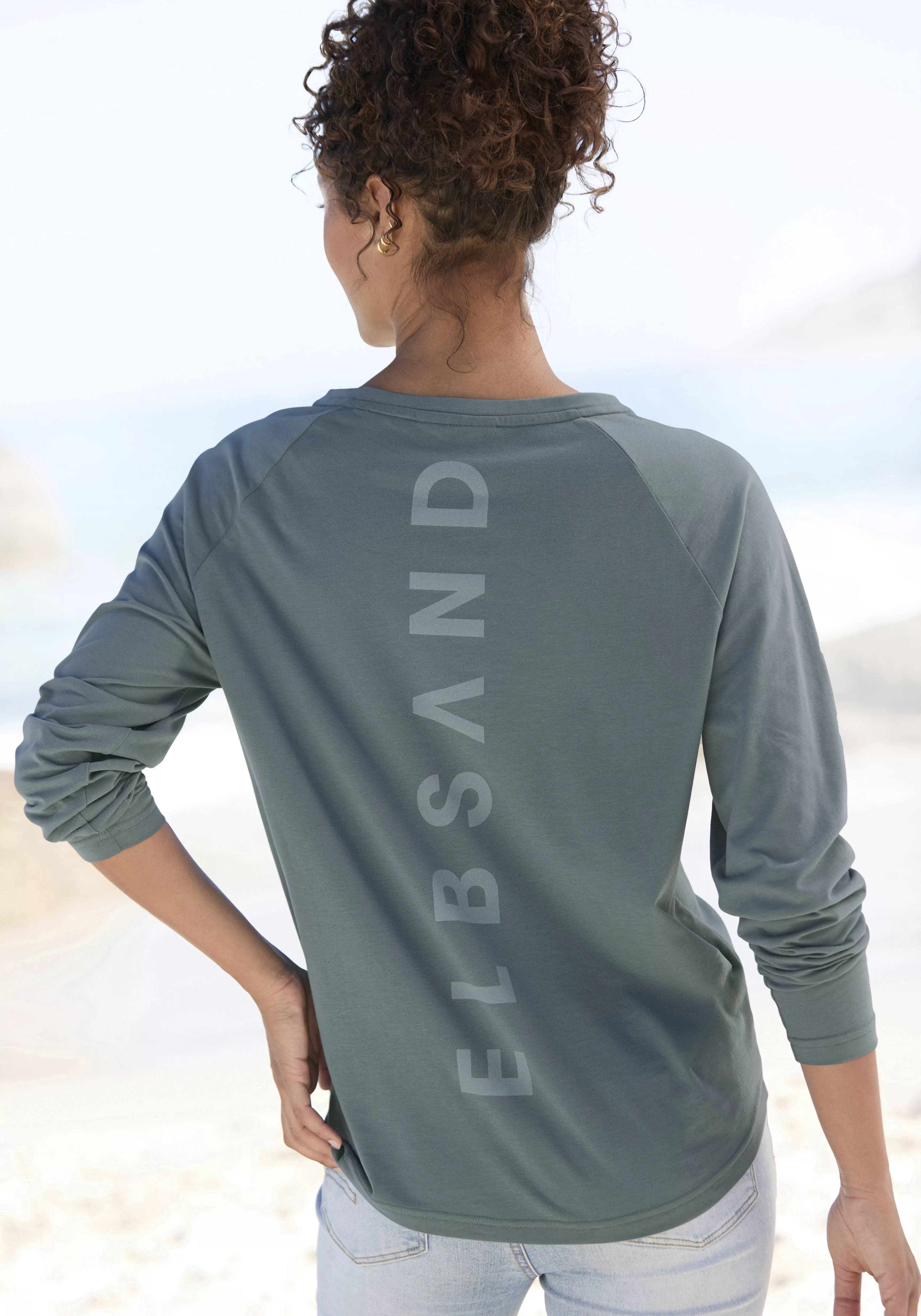 Elbsand Longsleeve Tinna mit Logodruck hinten, Langarmshirt aus Baumwoll-Mi günstig online kaufen