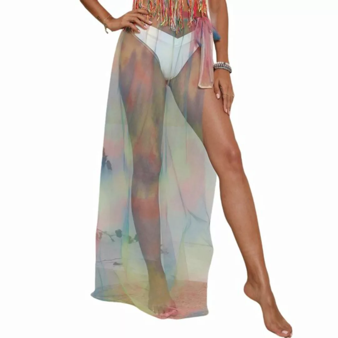 AUKUU Strandkleid Bikini Strandkleid bindend bedrucktes sexy durchsichtiges günstig online kaufen