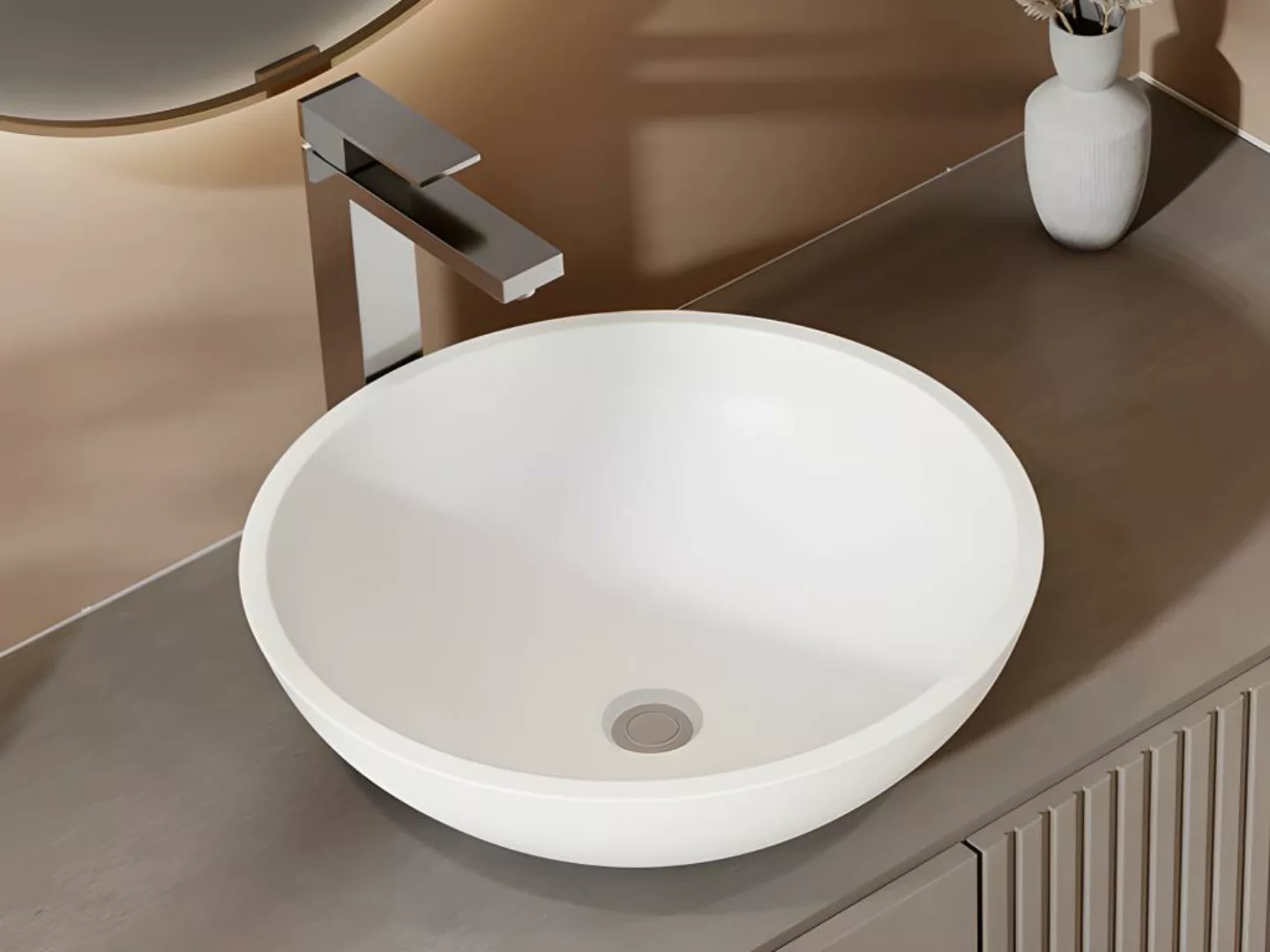 Waschbecken rund - 40 cm - Weiß - IMJA günstig online kaufen