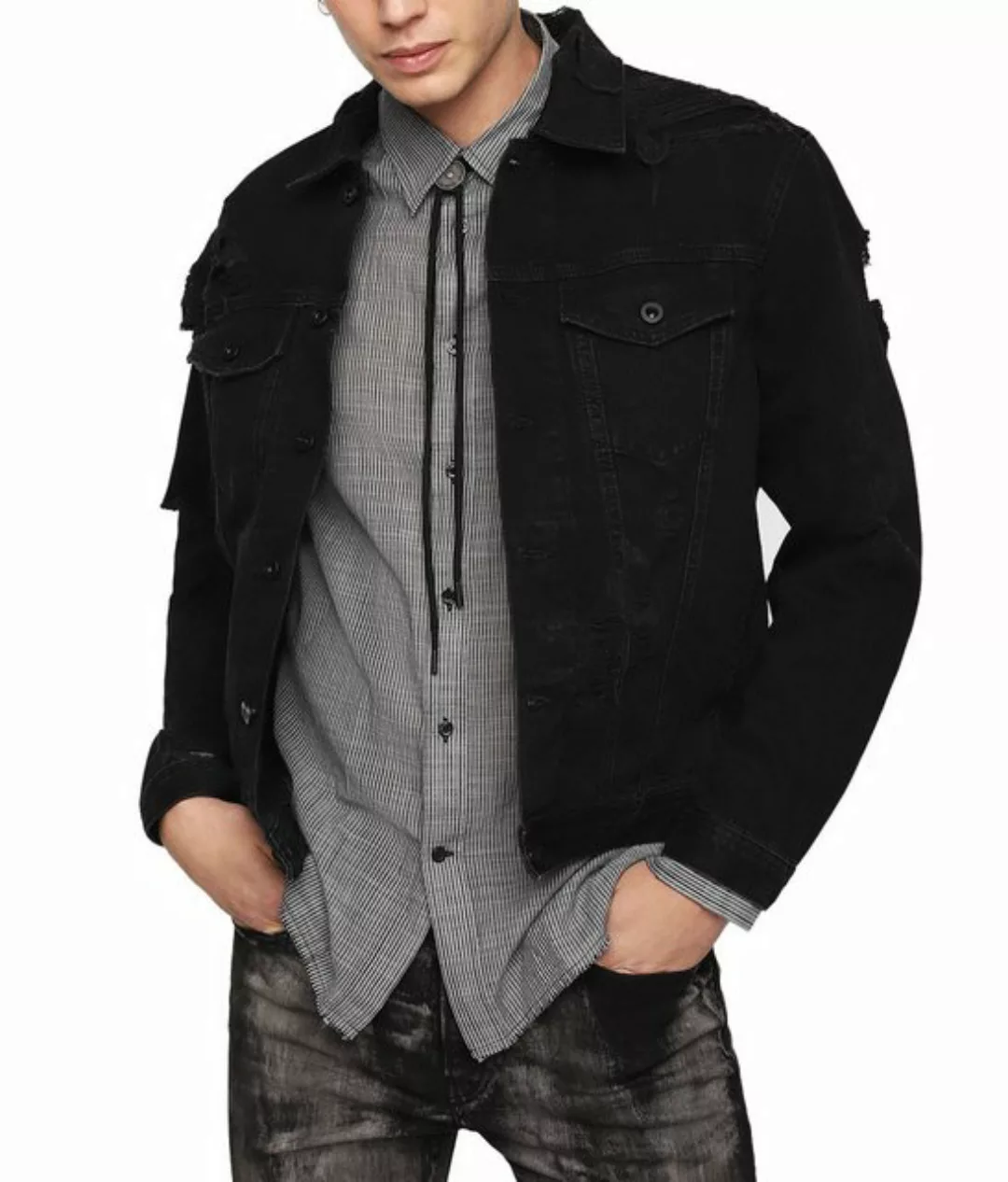 Diesel Jeansjacke Diesel D-Hill Veste Herren Jeansjacke Jacke Destroyed günstig online kaufen