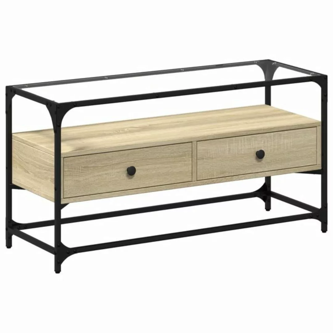 vidaXL TV-Schrank TV-Schrank mit Glasplatte Sonoma-Eiche 98x35x51cm Holzwer günstig online kaufen