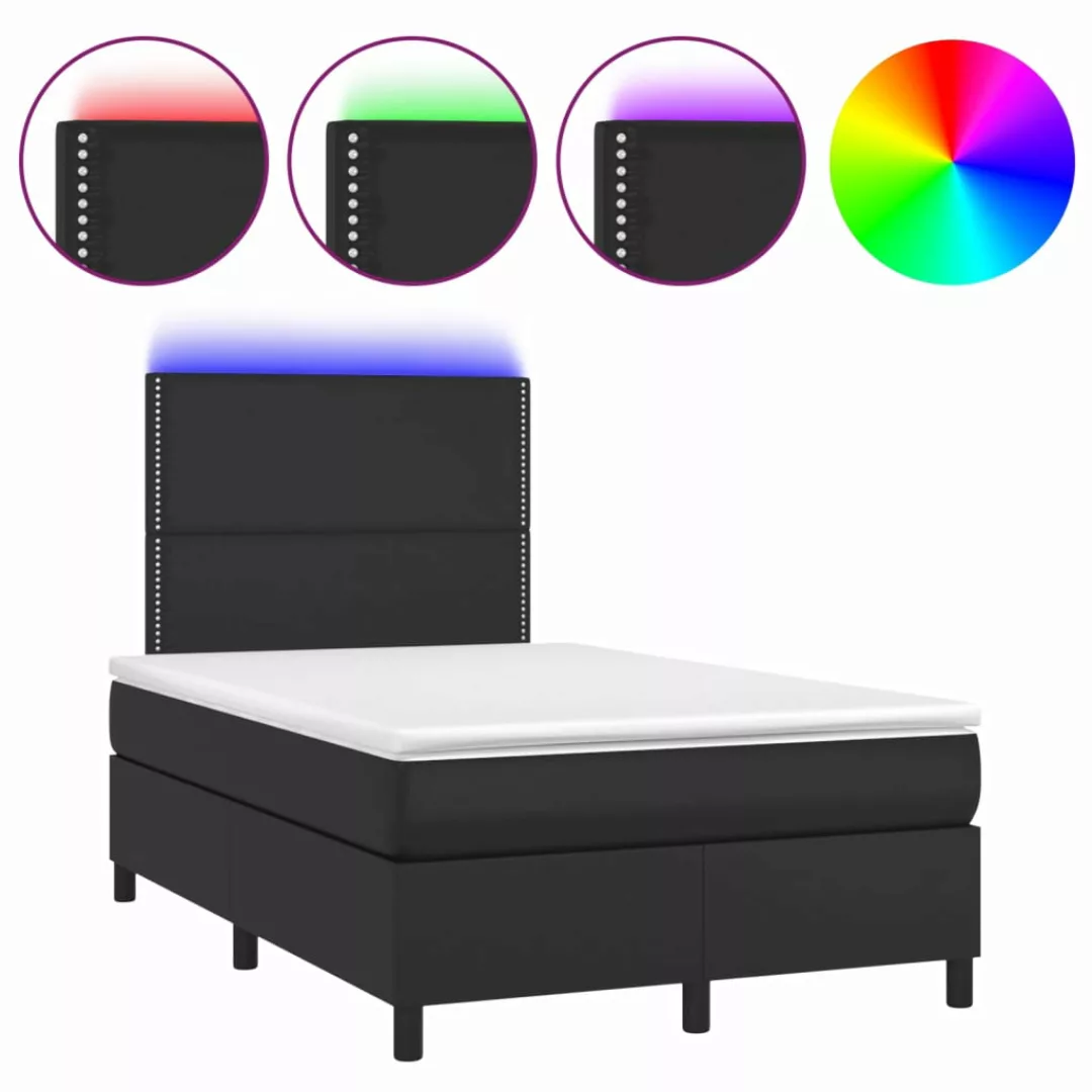 Vidaxl Boxspringbett Mit Matratze & Led Schwarz 120x200 Cm Kunstleder günstig online kaufen