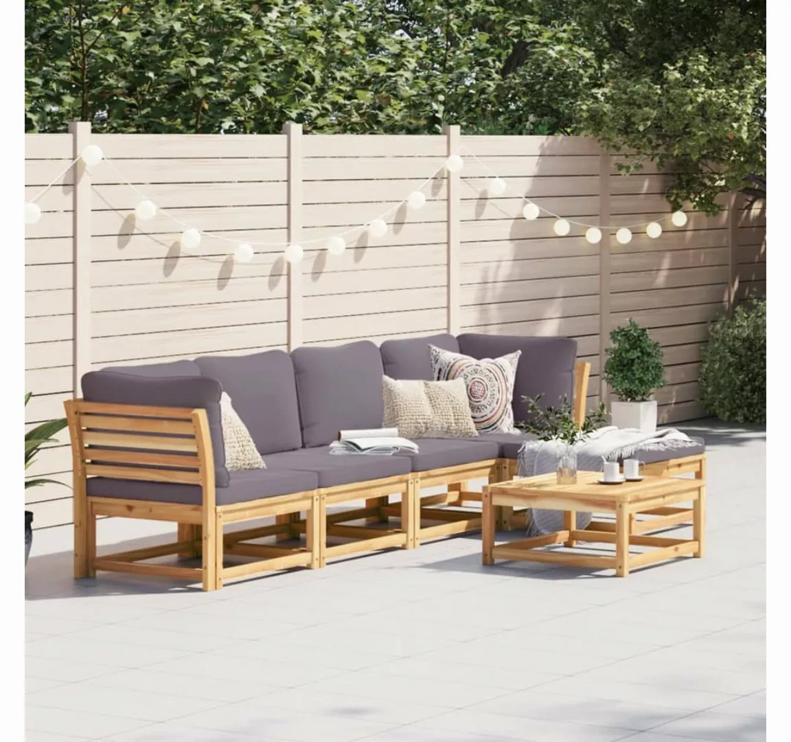 vidaXL Loungesofa 6-tlg. Garten-Lounge-Set mit Kissen Massivholz Akazie, 1 günstig online kaufen