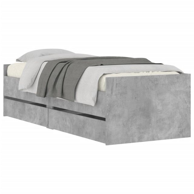 furnicato Bettgestell Bett mit Schubladen Betongrau 75x190 cm (1-tlg) günstig online kaufen