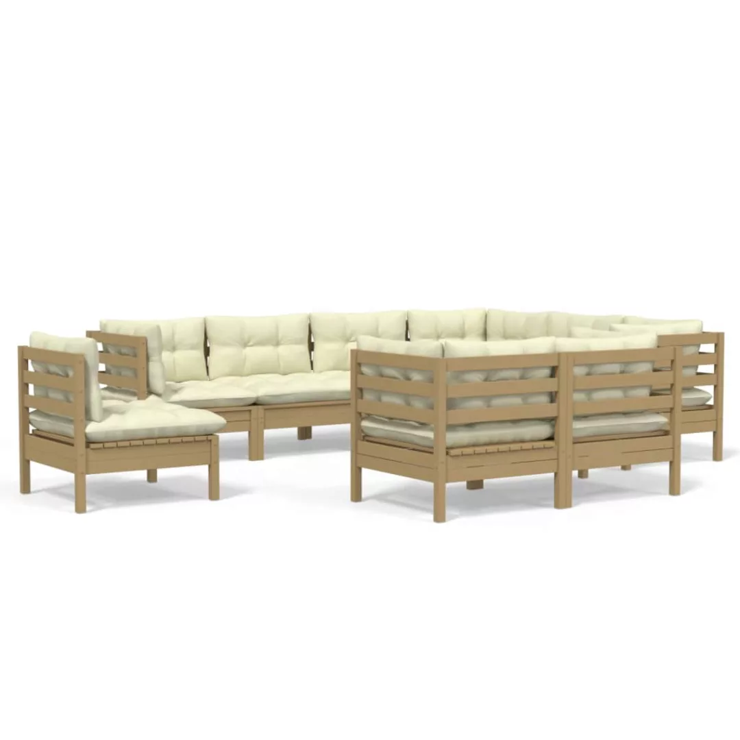 9-tlg. Garten-lounge-set Mit Kissen Honigbraun Kiefernholz günstig online kaufen